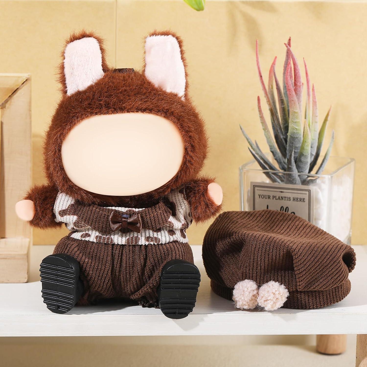 Conjunto de Ropa para Muñeca Frienda 17cm - Overoles Marrones