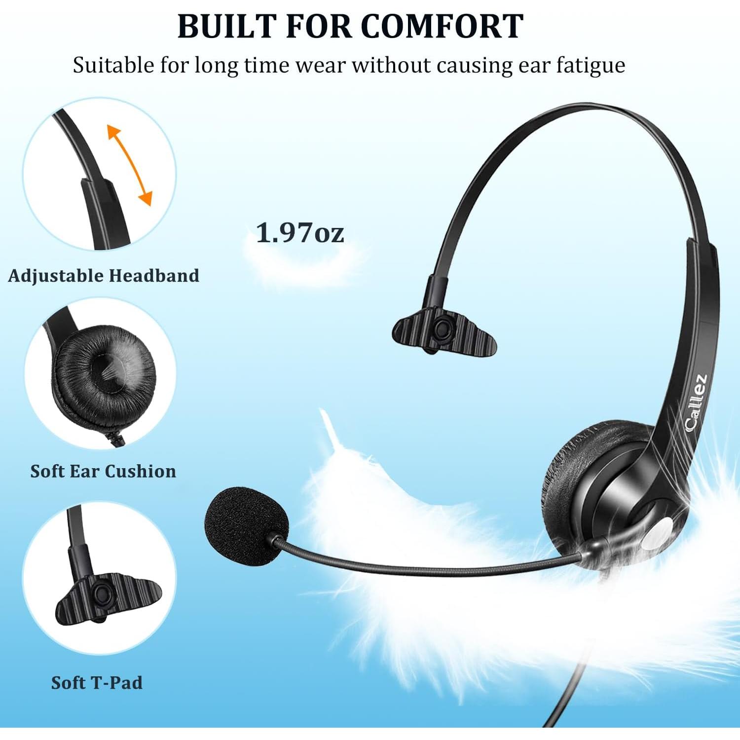 Auricular de Teléfono 2.5mm Callez con Micrófono y Cancelación de Ruido