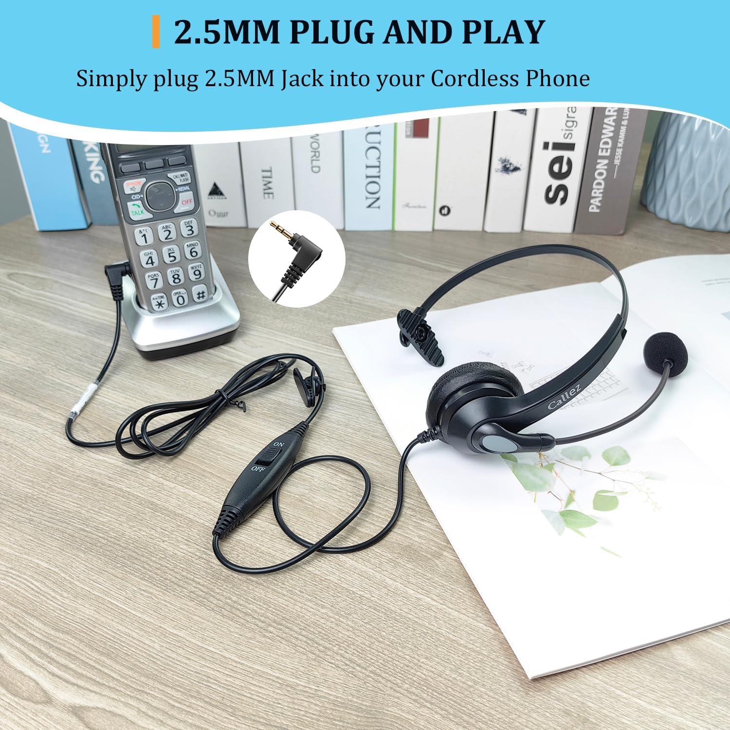 Auricular de Teléfono 2.5mm Callez con Micrófono y Cancelación de Ruido