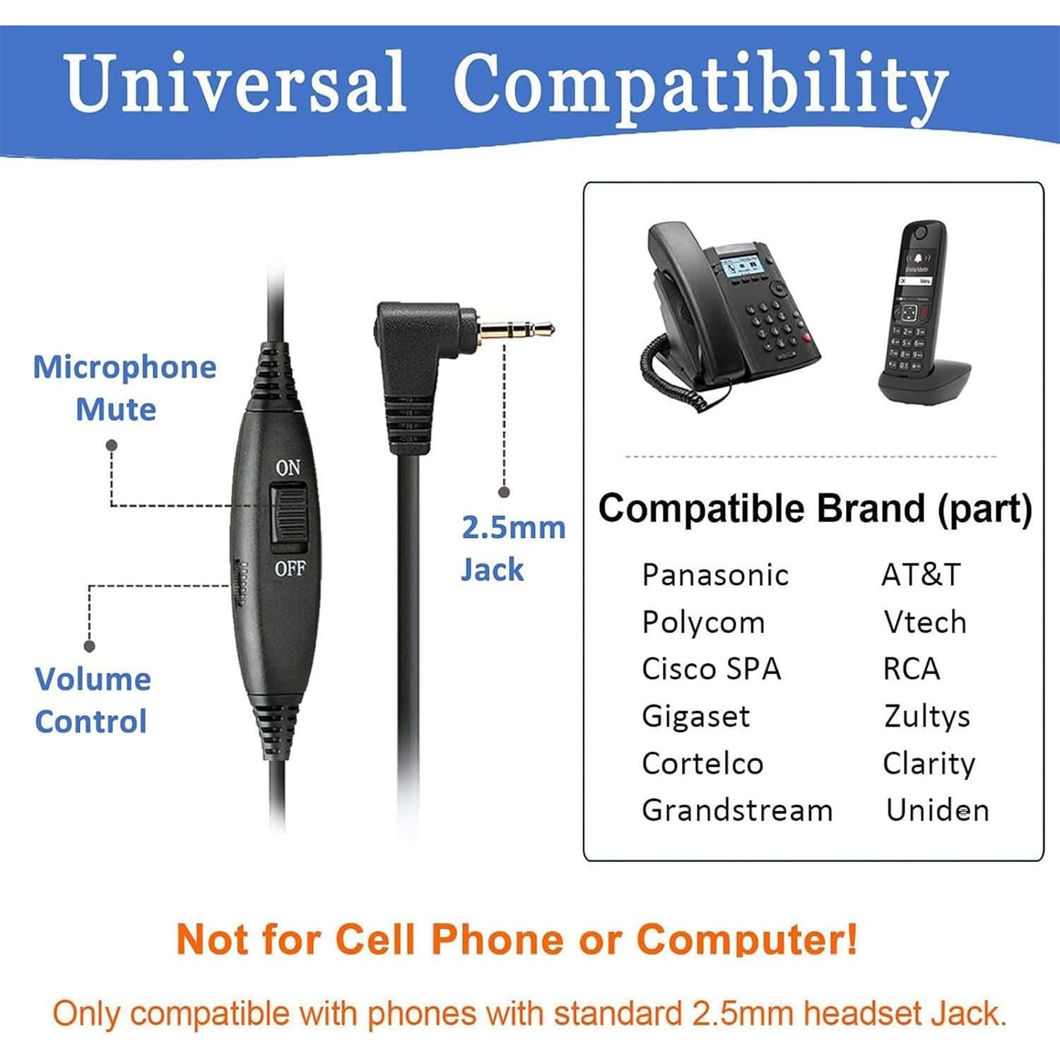 Auricular de Teléfono Callez GC300D1 con Micrófono 2.5mm