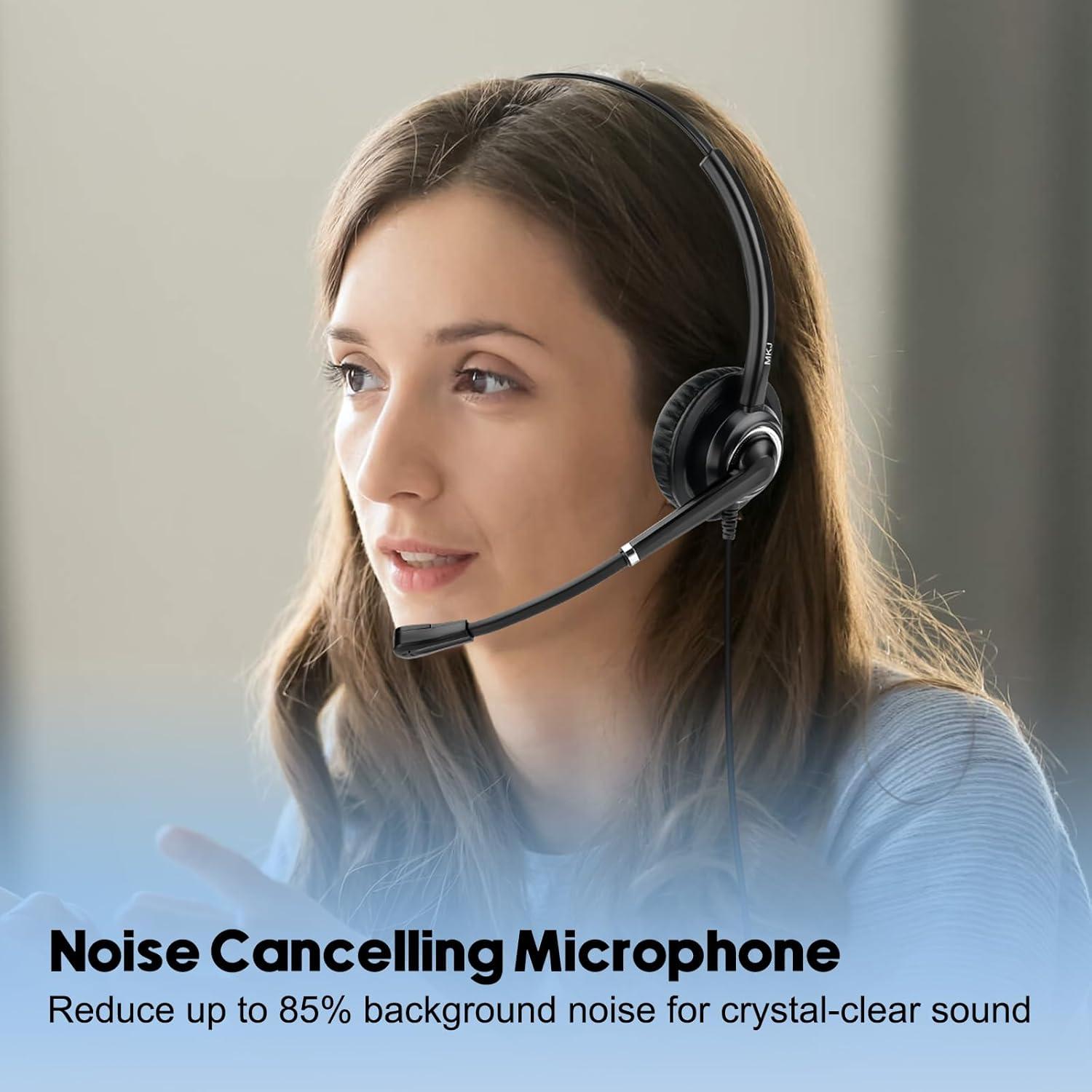 Auriculares MKJ con micrófono RJ9 y cancelación de ruido