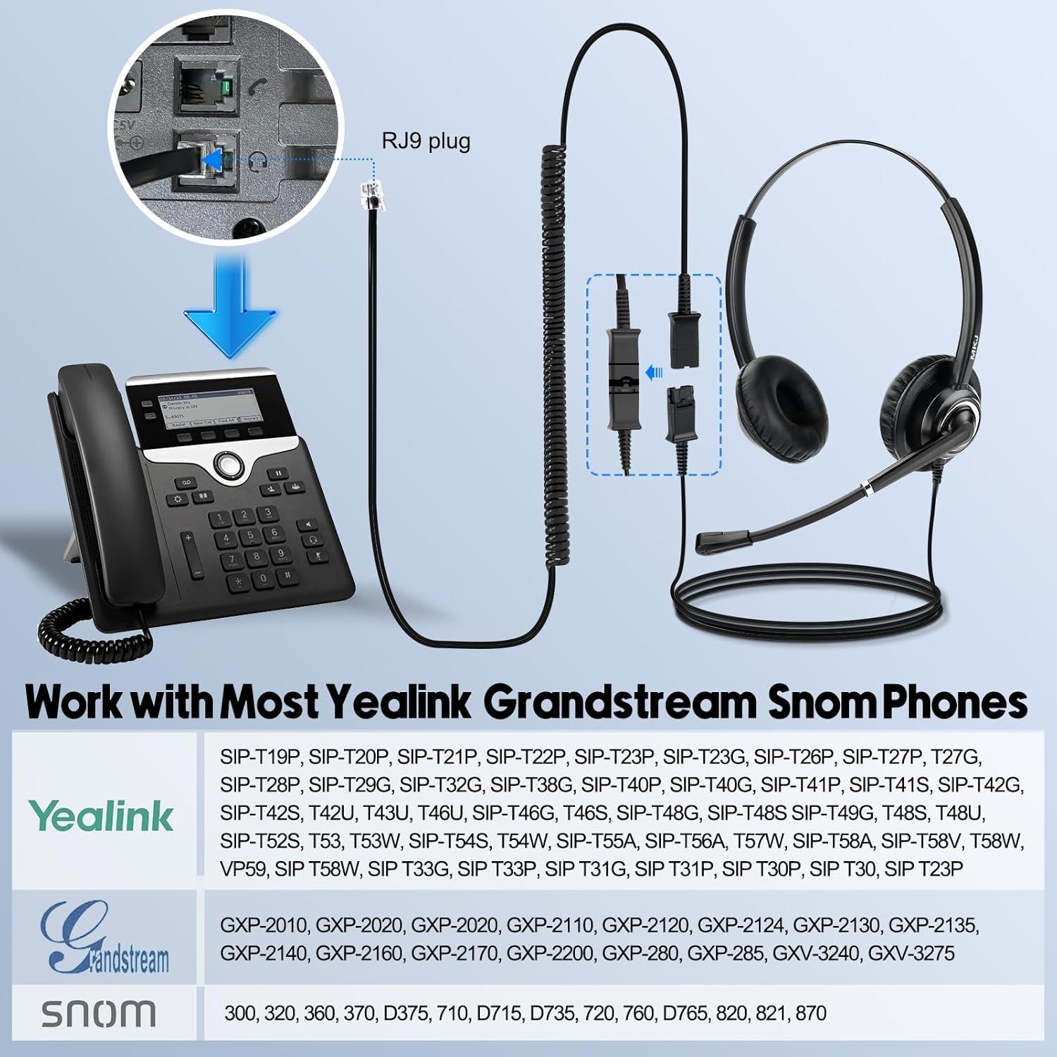 Auriculares MKJ con micrófono RJ9 y cancelación de ruido