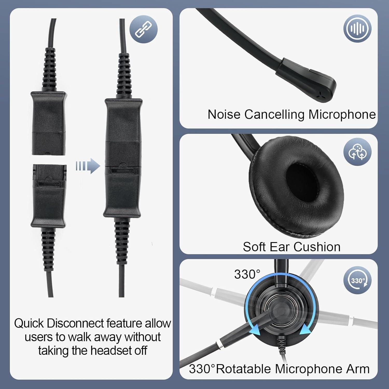 Auriculares MKJ con micrófono RJ9 y cancelación de ruido