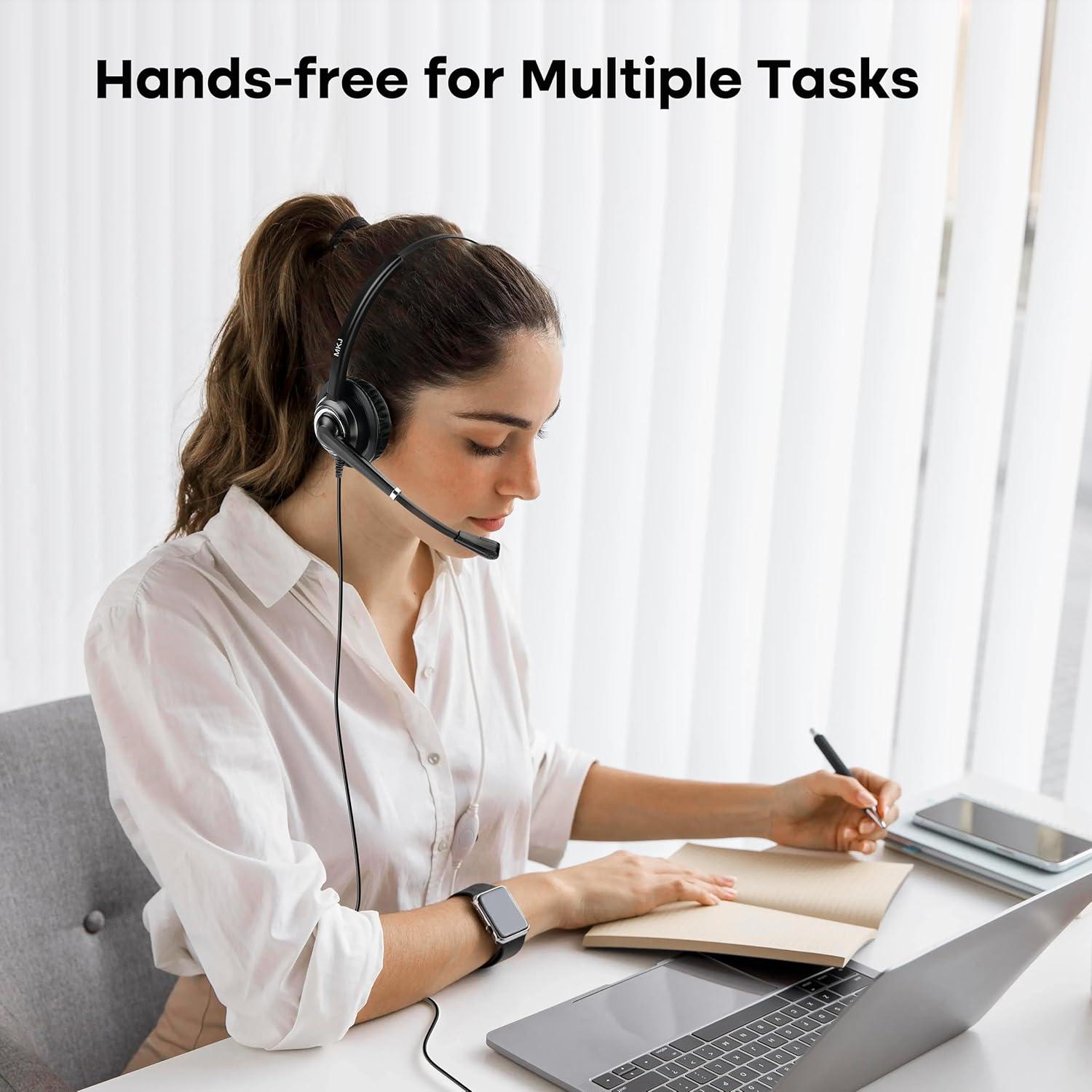 Auriculares MKJ con micrófono RJ9 y cancelación de ruido