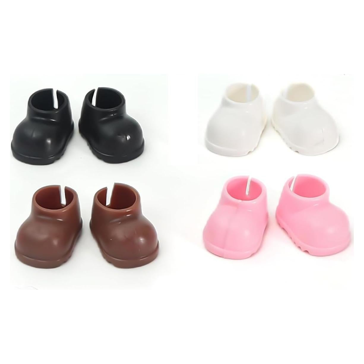 4 PARES Zapatos para Muñeca Labubu 15-17cm - Blanco, Negro, Rojo, Marrón