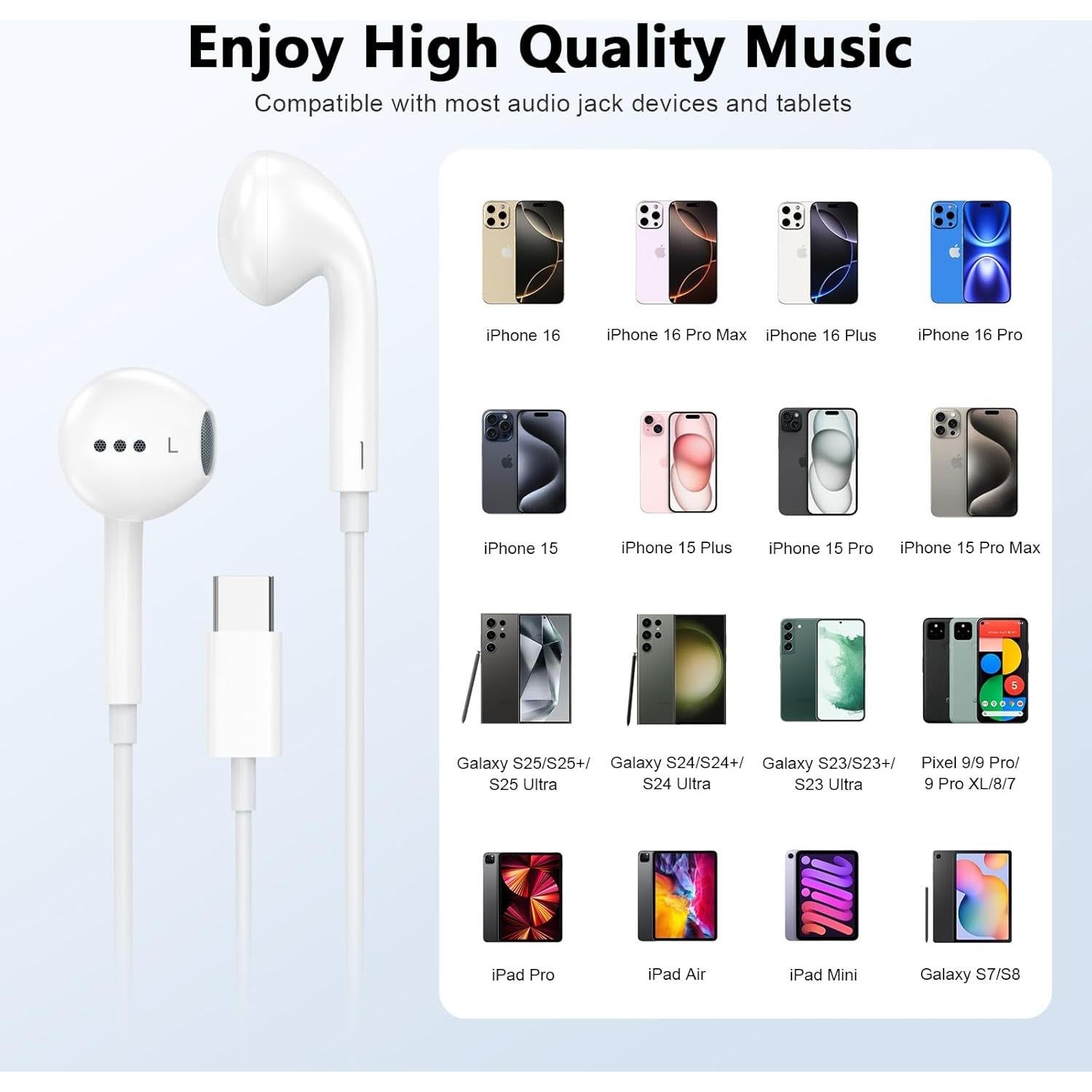 Auriculares USB C 1STCHAMP con Micrófono y Control Remoto - 2 Pack