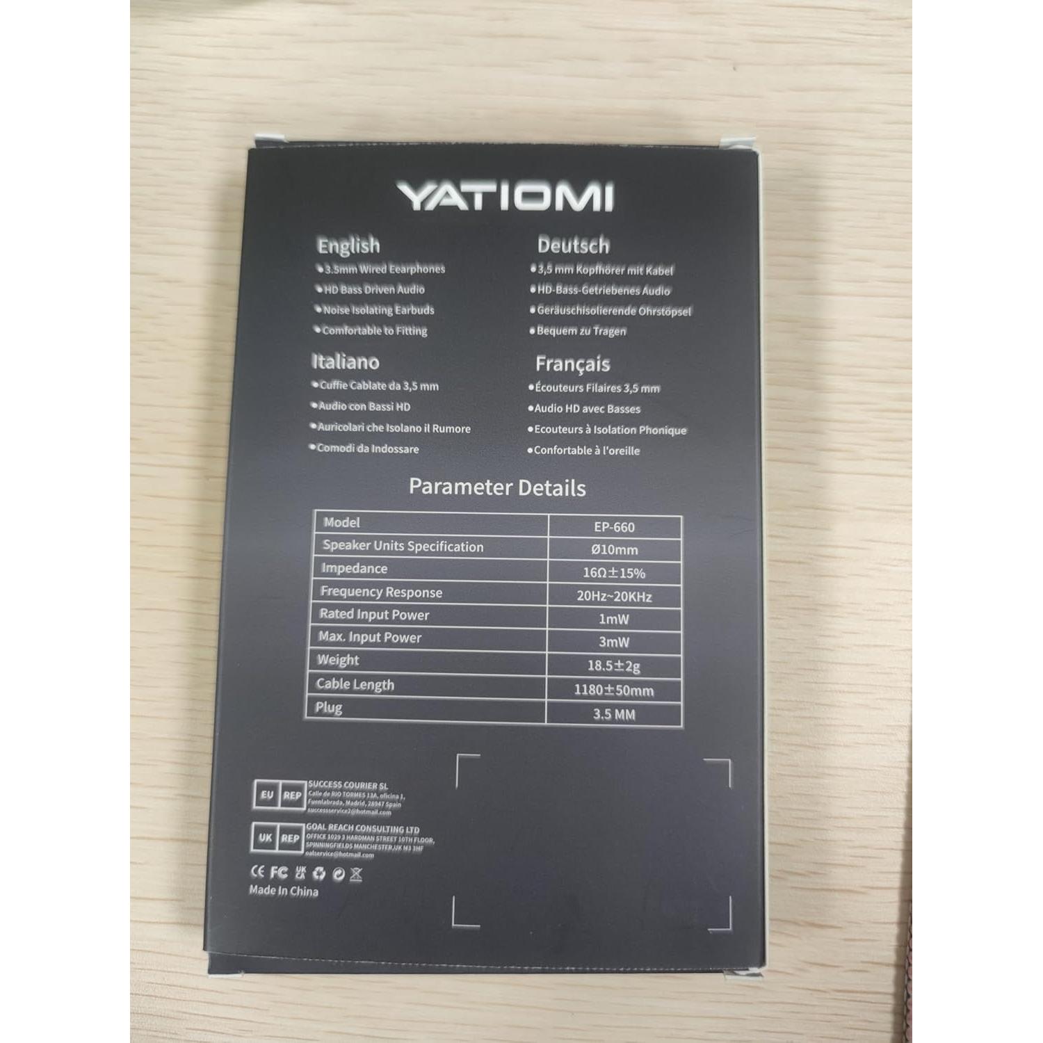 Auriculares Intrauditivos Yatloml EP-660B con Cable 3.5mm