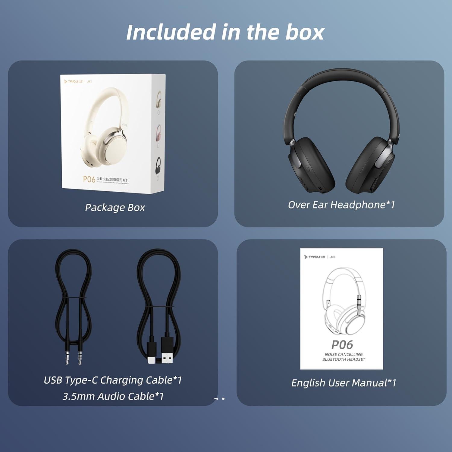 Auriculares Inalámbricos Taidu P06 con ANC y 160 Horas de Batería