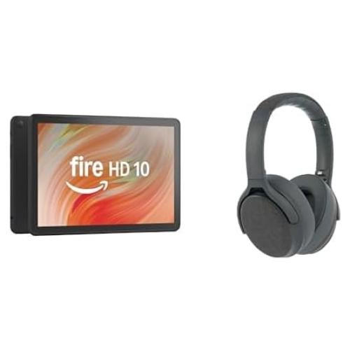 Amazon Fire HD 10 tablet (32 GB, Black) Noise Cancelling Headphone Bundle