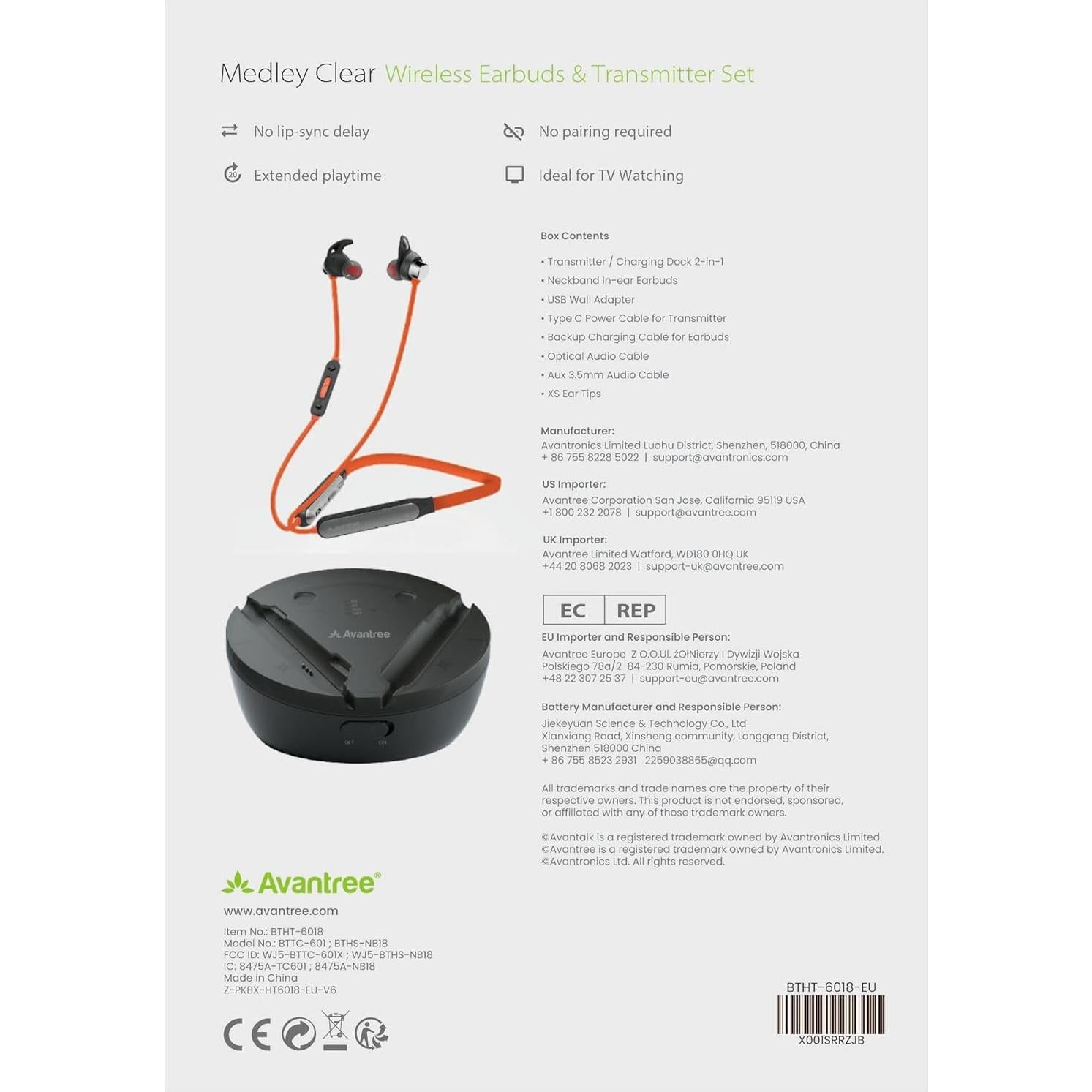 Auriculares Inalámbricos Avantree Medley Clear - 20H, Bluetooth 5.0