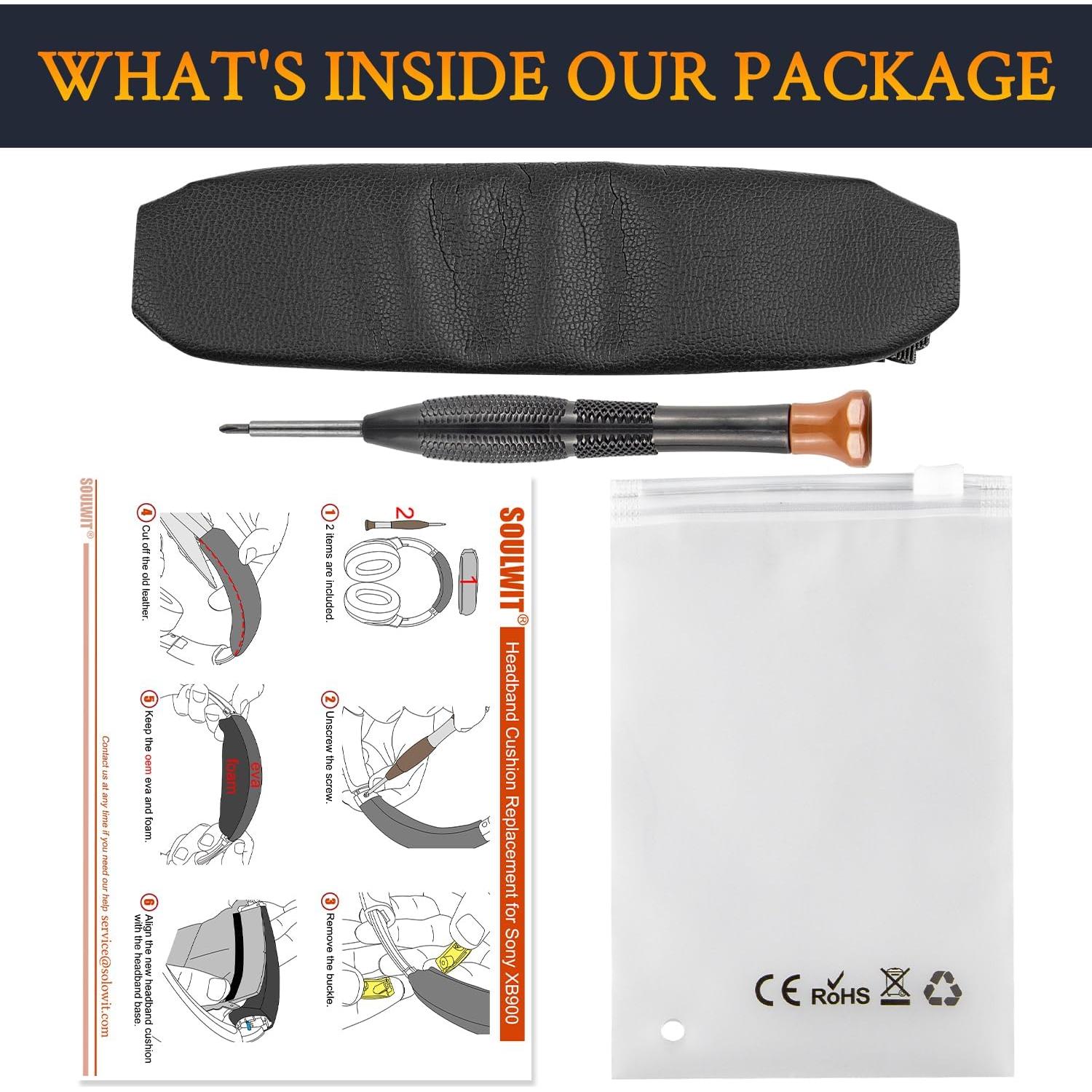 Funda de diadema SOULWIT para auriculares Sony WH-XB900N - Negro