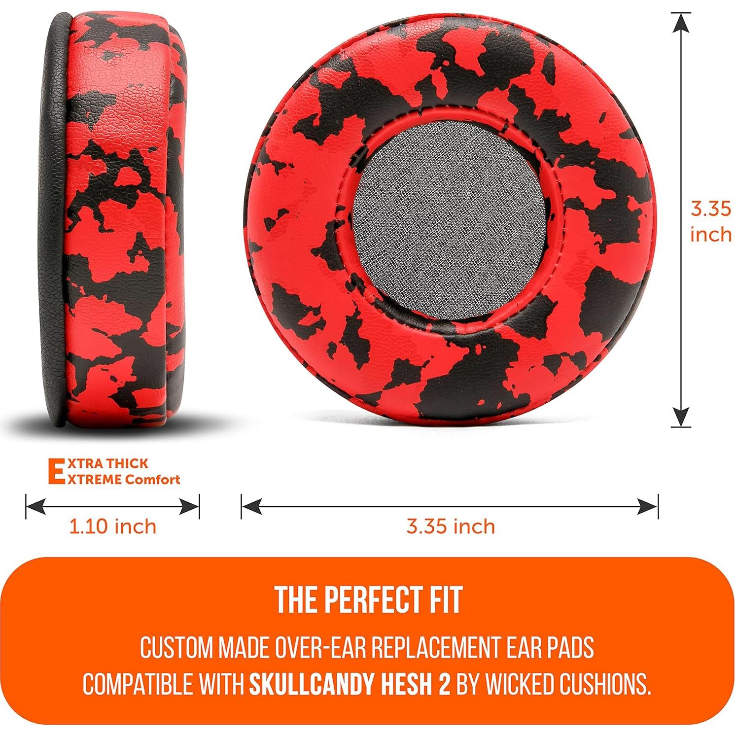 Almohadillas Extra Gruesas Wicked Cushions para Skullcandy Hesh - Camuflaje Rojo