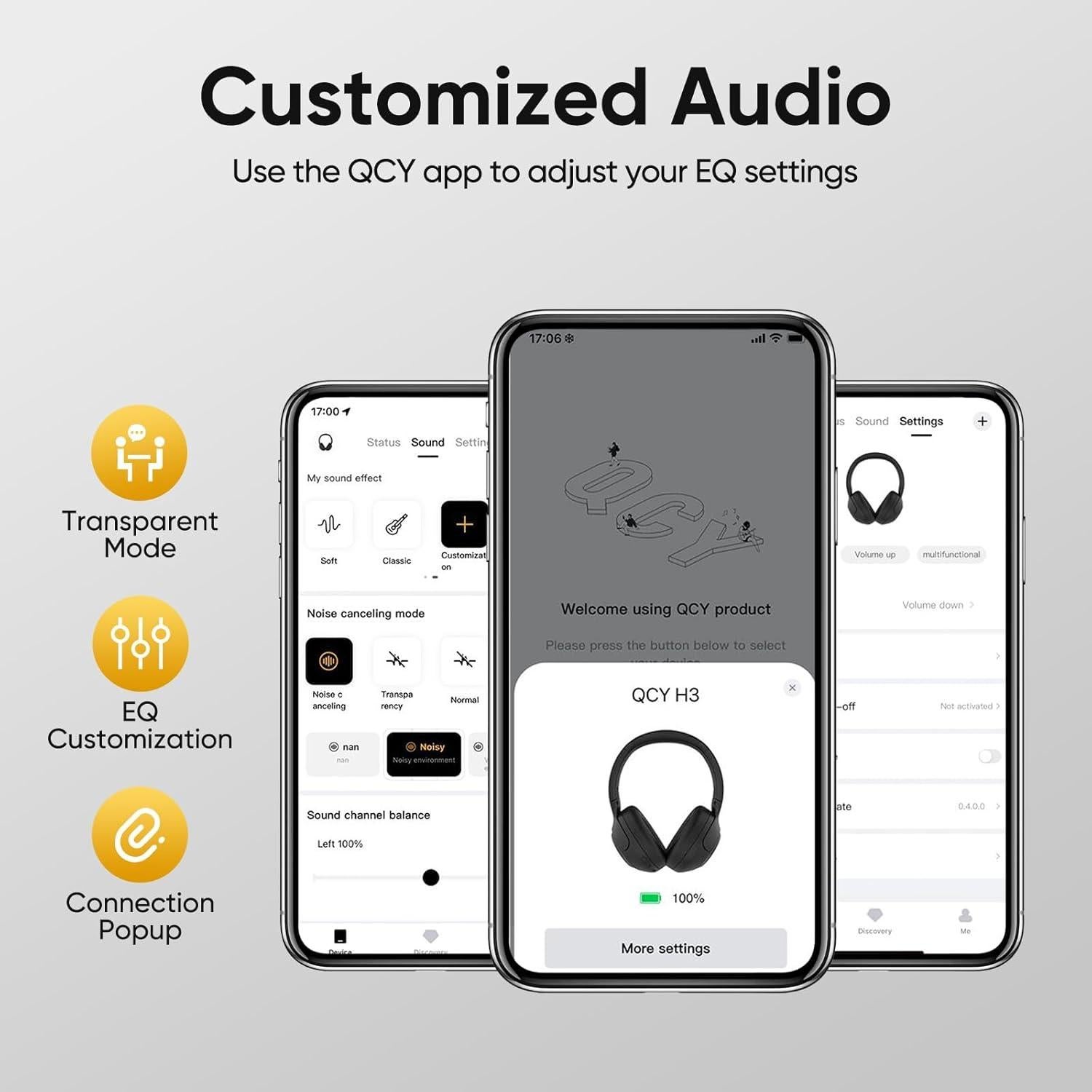 Auriculares QCY H3 ANC Bluetooth 5.4 con 60H de Batería