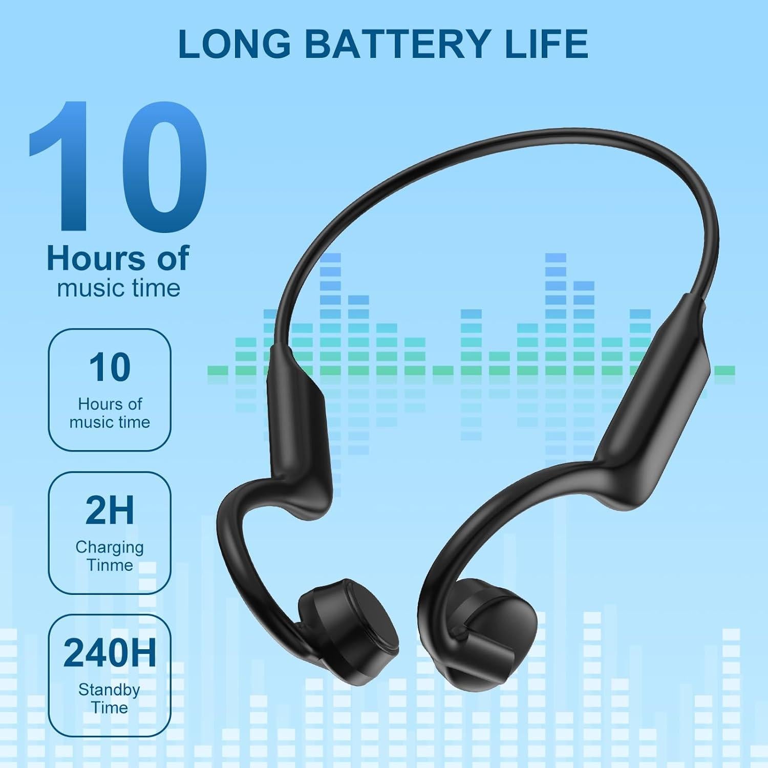 Auriculares Inalámbricos GUGTTR Conducción Ósea IPX5 10h Batería