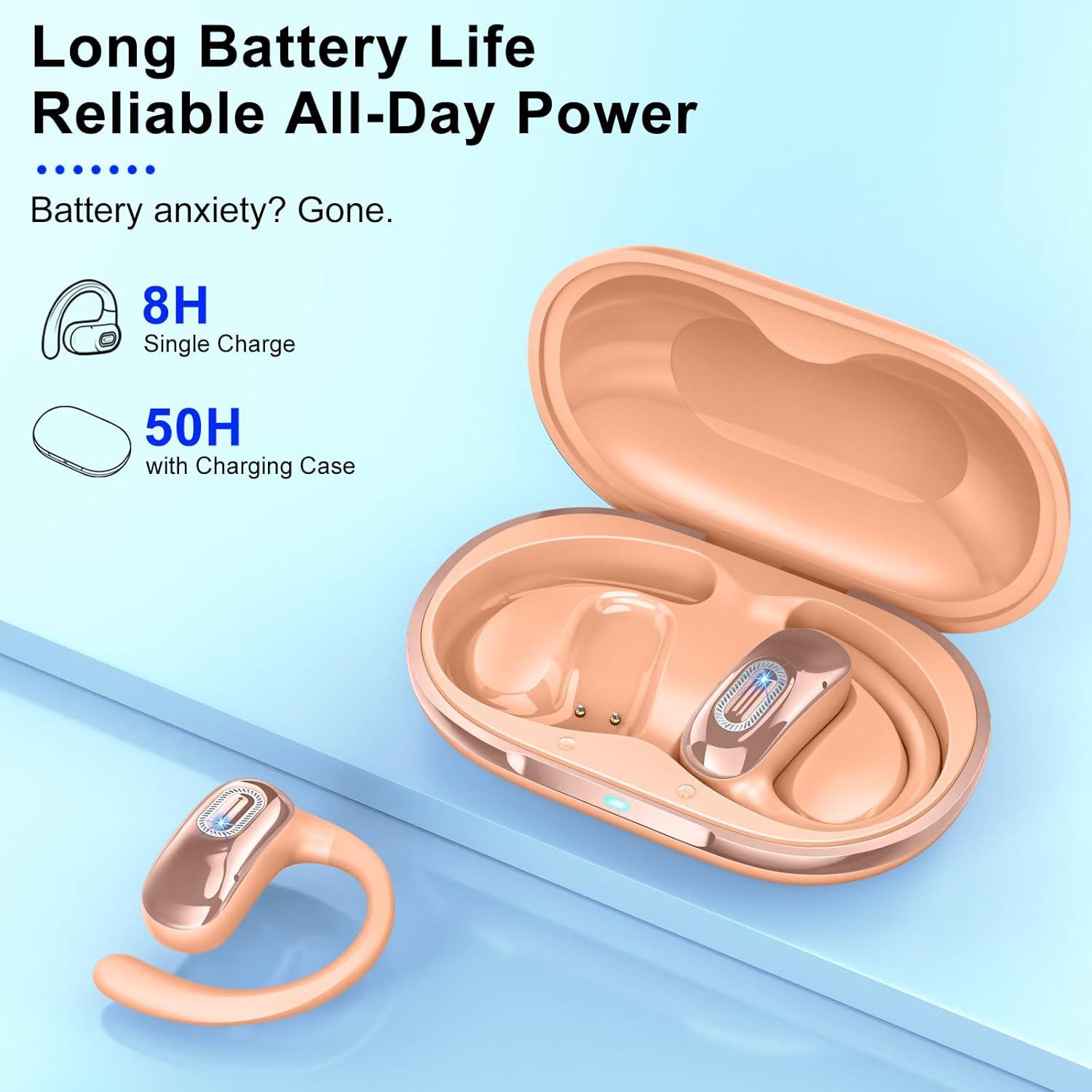 Auriculares Bluetooth 5.4 Q77, 50H, IPX7, oídos abiertos