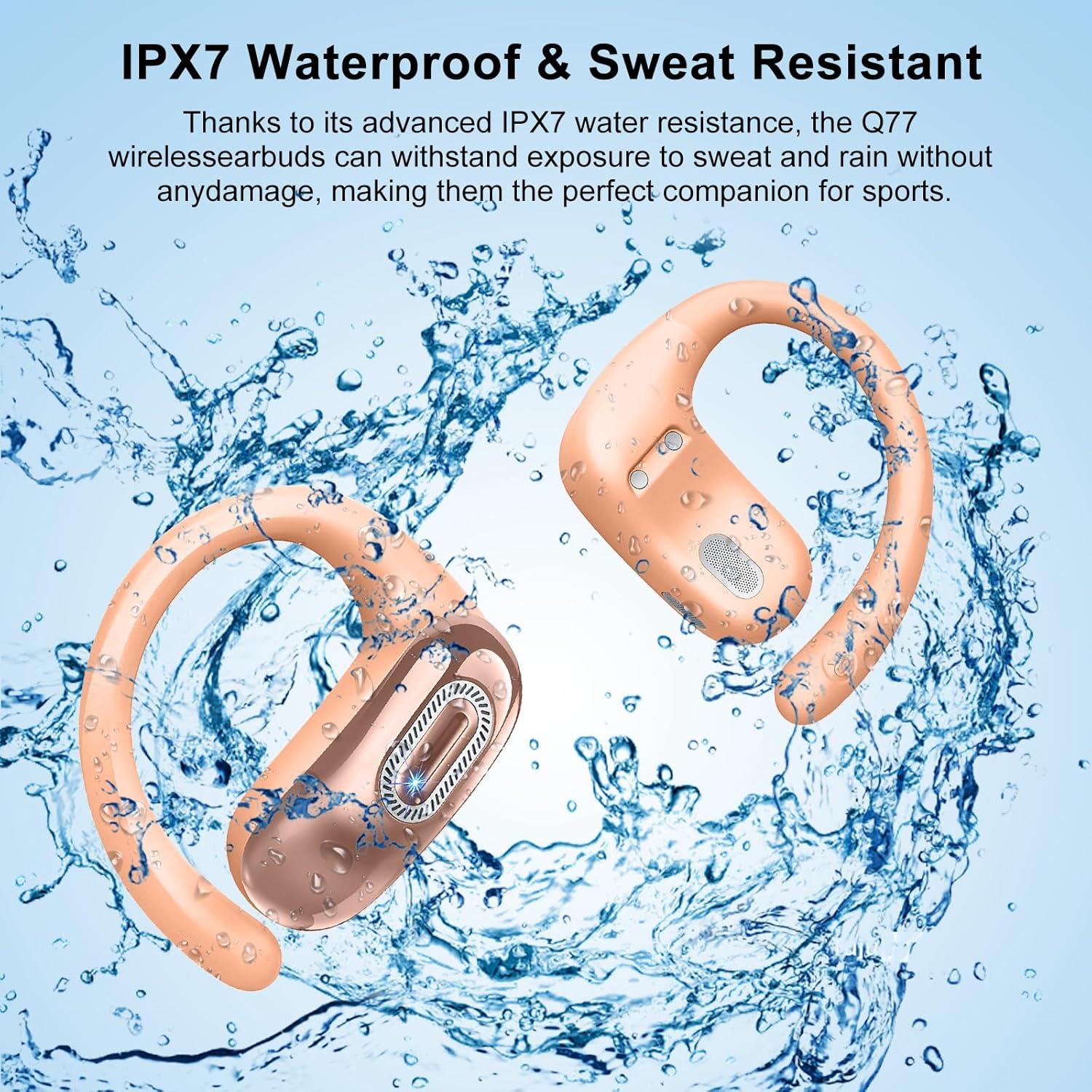 Auriculares Bluetooth 5.4 Q77, 50H, IPX7, oídos abiertos