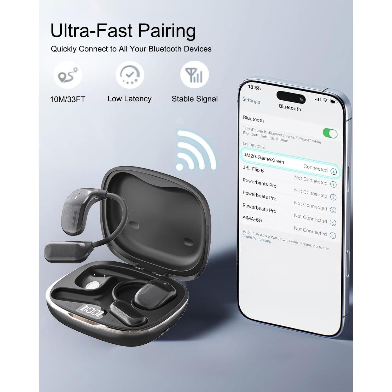 Auriculares Inalámbricos GameXtrem JM20 Abiertos 72h Batería