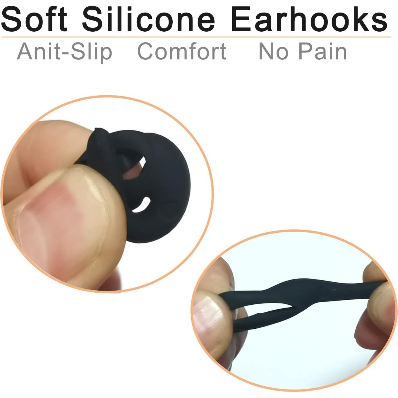 Universal Earhooks Ear Fins, Replacement Earbuds Tips, Silicone Tips - 3 Pairs Each, 2 Cord Clip