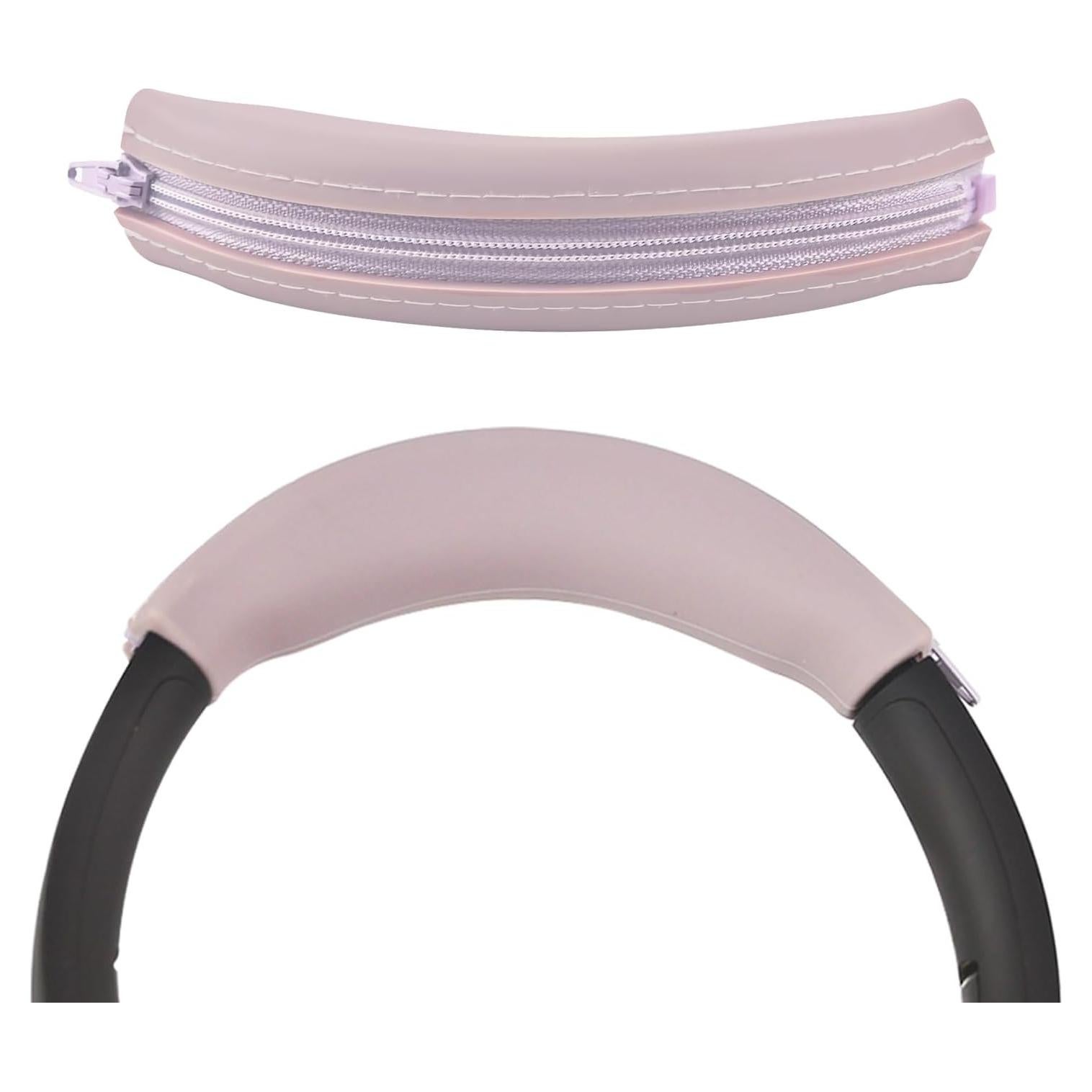 Adhiper Silicone Sweat Headband Cover for Sony WH-1000XM4, WH-CH720N, WH-XB910N, ULT WEAR, Washable Zipped Dustproof Headband Cover Protector for Soundcore Space Q45, Life Q30 & Q20 (Smoky Pink)