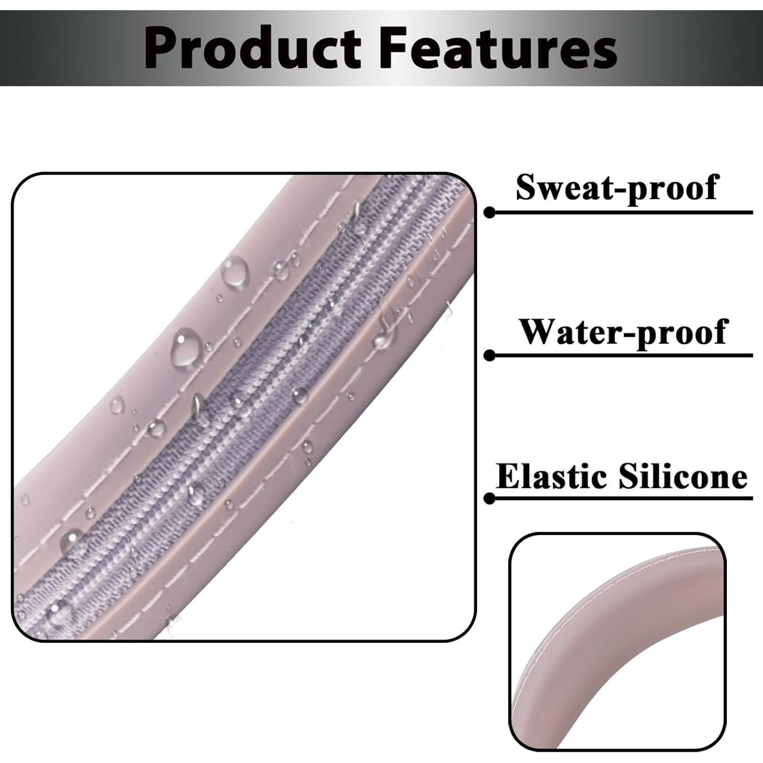 Adhiper Silicone Sweat Headband Cover for Sony WH-1000XM4, WH-CH720N, WH-XB910N, ULT WEAR, Washable Zipped Dustproof Headband Cover Protector for Soundcore Space Q45, Life Q30 & Q20 (Smoky Pink)