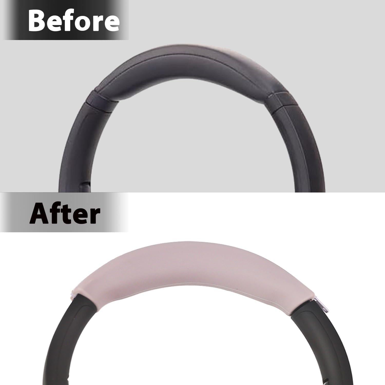 Adhiper Silicone Sweat Headband Cover for Sony WH-1000XM4, WH-CH720N, WH-XB910N, ULT WEAR, Washable Zipped Dustproof Headband Cover Protector for Soundcore Space Q45, Life Q30 & Q20 (Smoky Pink)