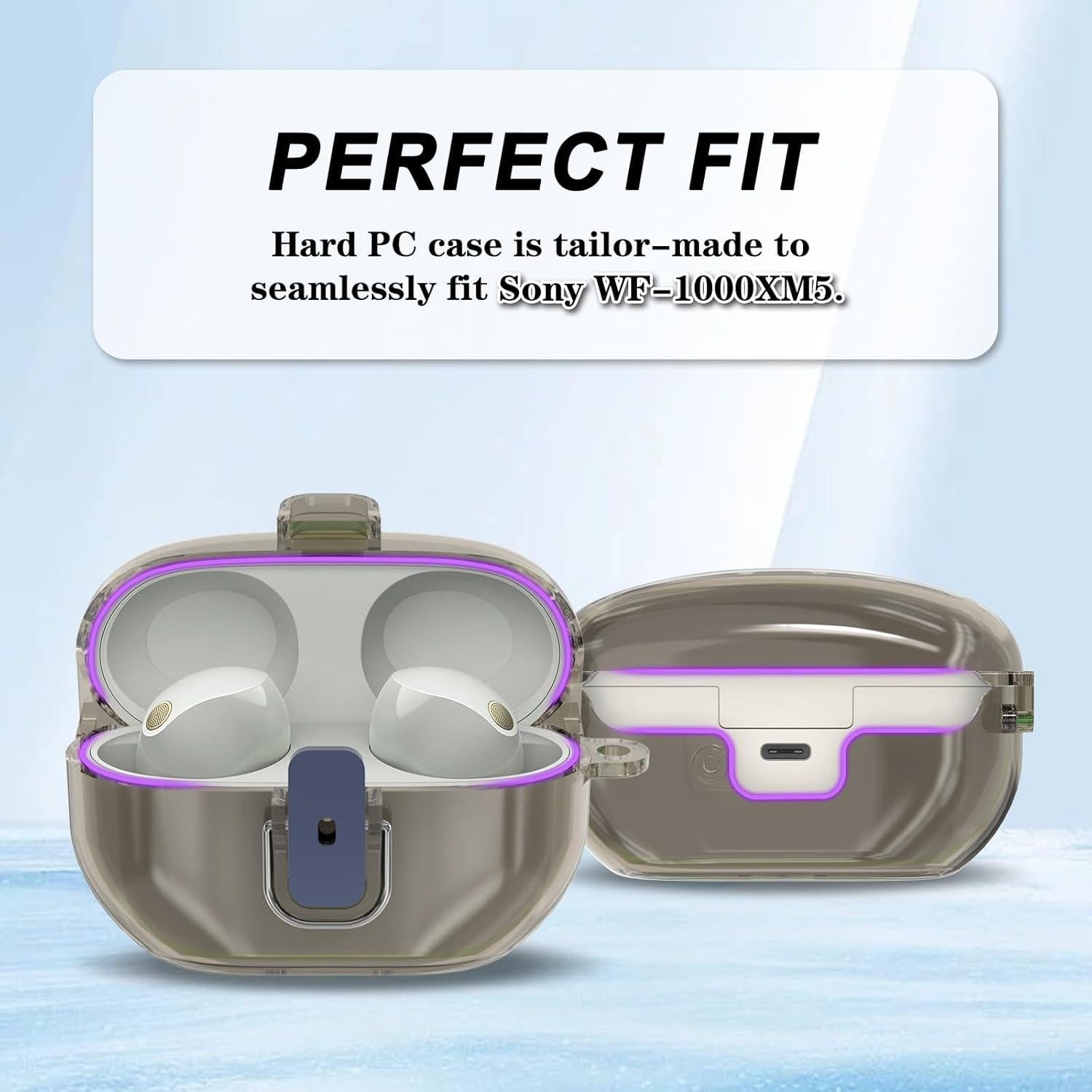 Funda TPU para Sony WF-1000XM5 con mosquetón y cordón