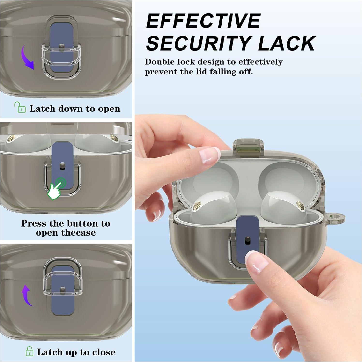 Funda TPU para Sony WF-1000XM5 con mosquetón y cordón