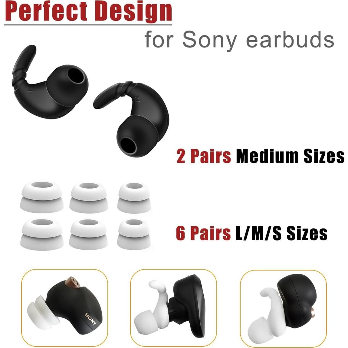 Ganchos y puntas de oídos antideslizantes Mijusun para Sony