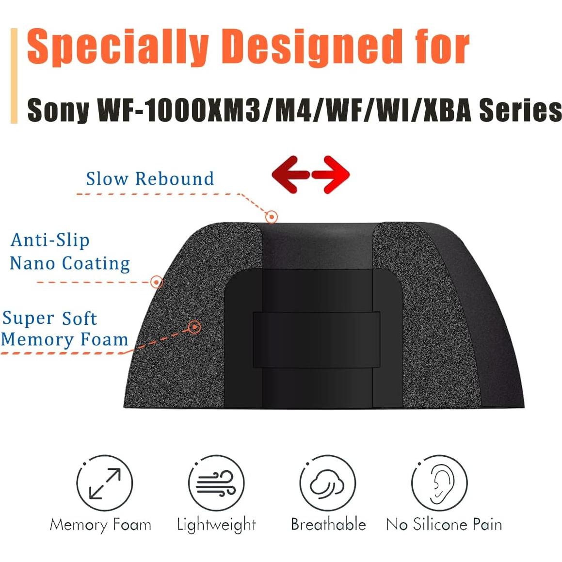 Puntas de oído de espuma con memoria Luckvan para Sony WF-1000XM4