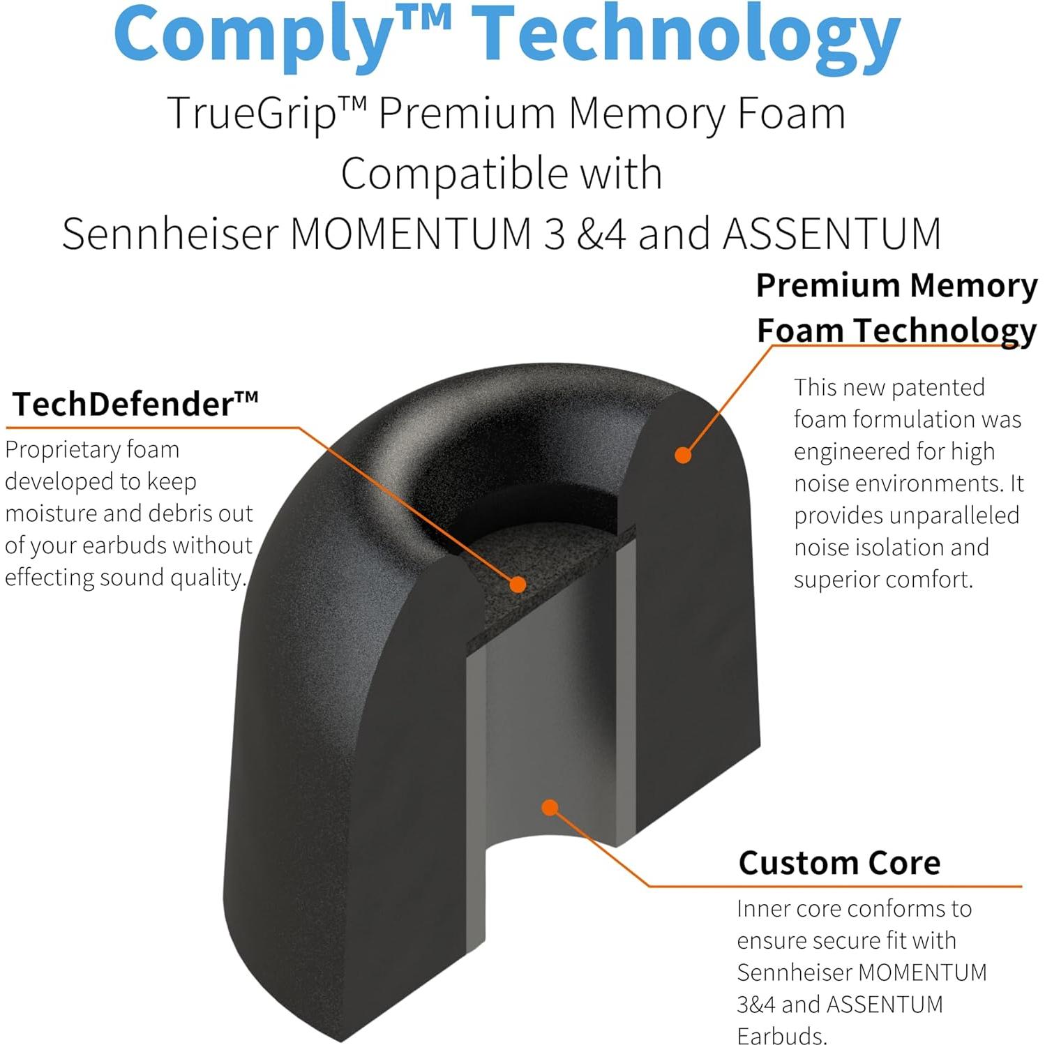 Puntas de Auricular Comply TrueGrip para Sennheiser Momentum 3, 4 - 3 Pares