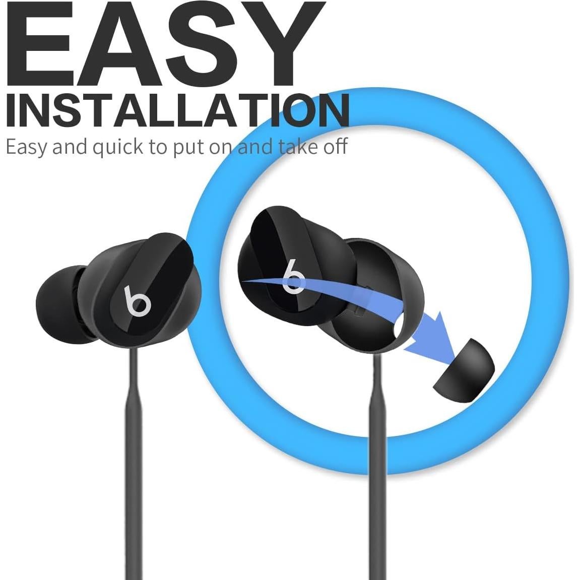 Anti-Lost Strap for Beats Studio Buds, Sports Anti-Slip Soft Silicone Lanyard Accessories Compatible with Beats Studio Buds Bluetooth Headphones Neck Rope Cord (Black)