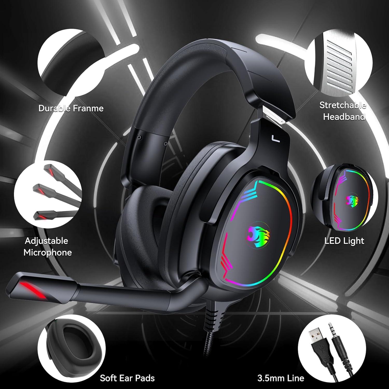 Auriculares Gaming Jimonyer A82-1 con Sonido Surround 50mm