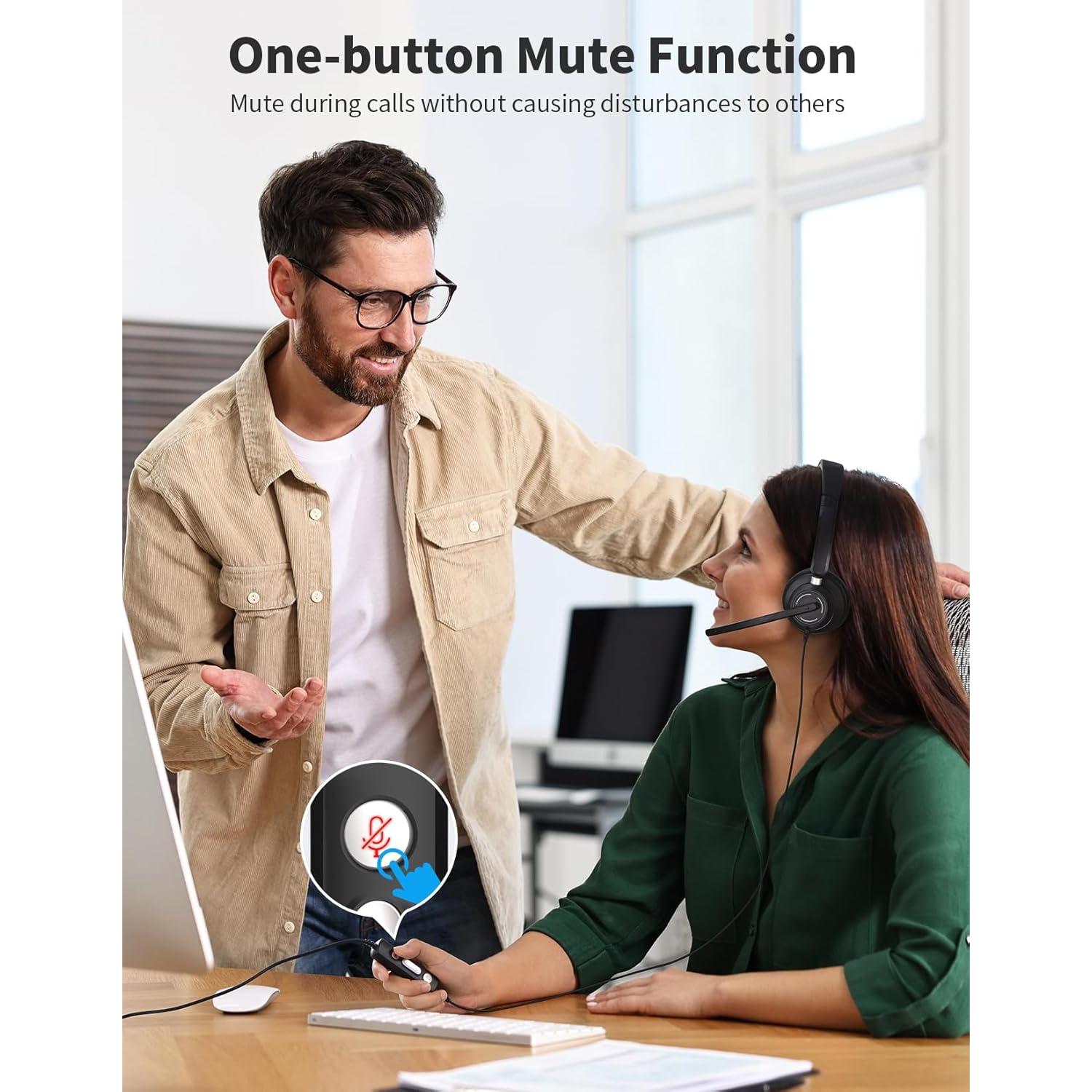 Auriculares USB JabNecter BH708AB con micrófono y cancelación de ruido