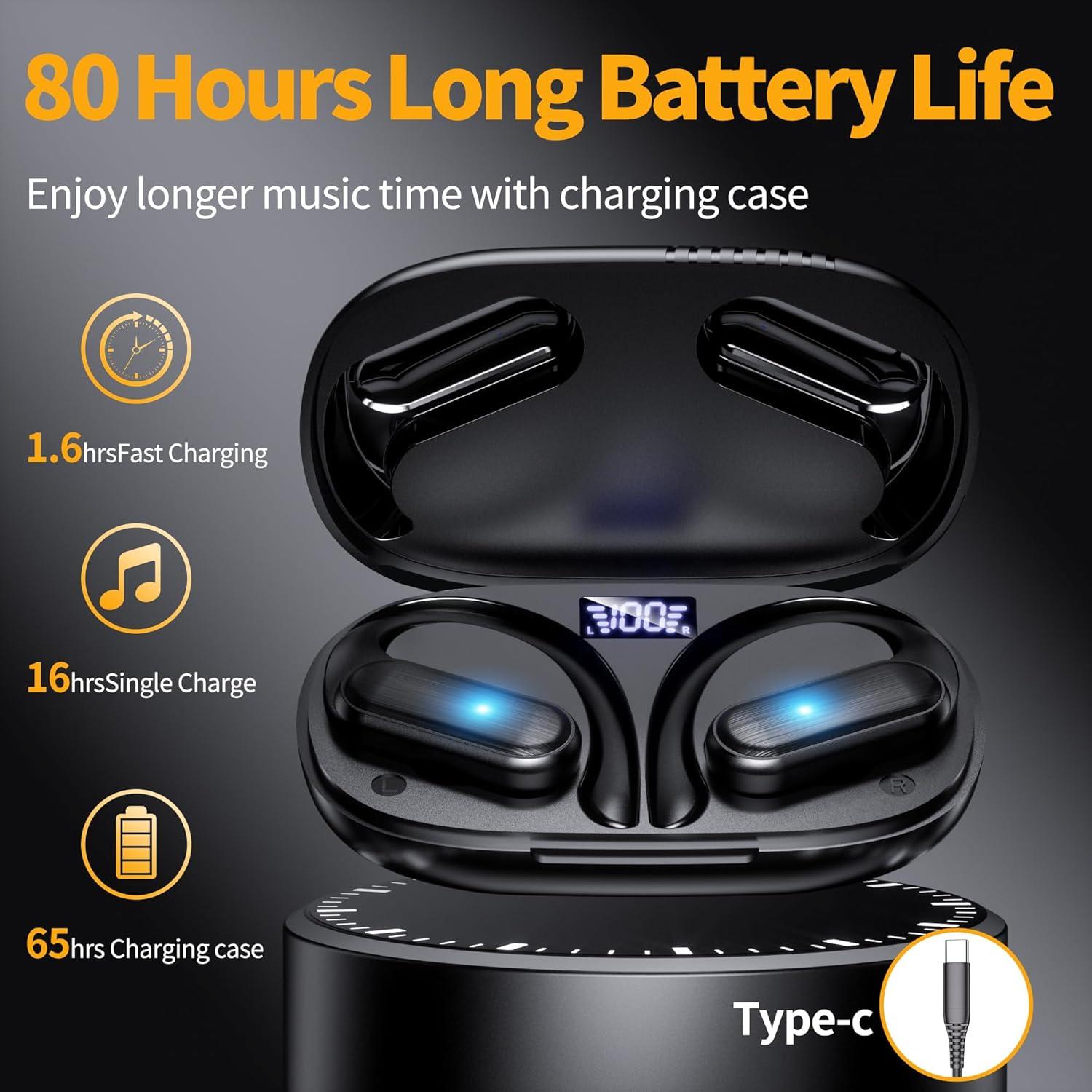 Auriculares Inalámbricos Bluetooth A520 IPX7 80H Gris-Negro