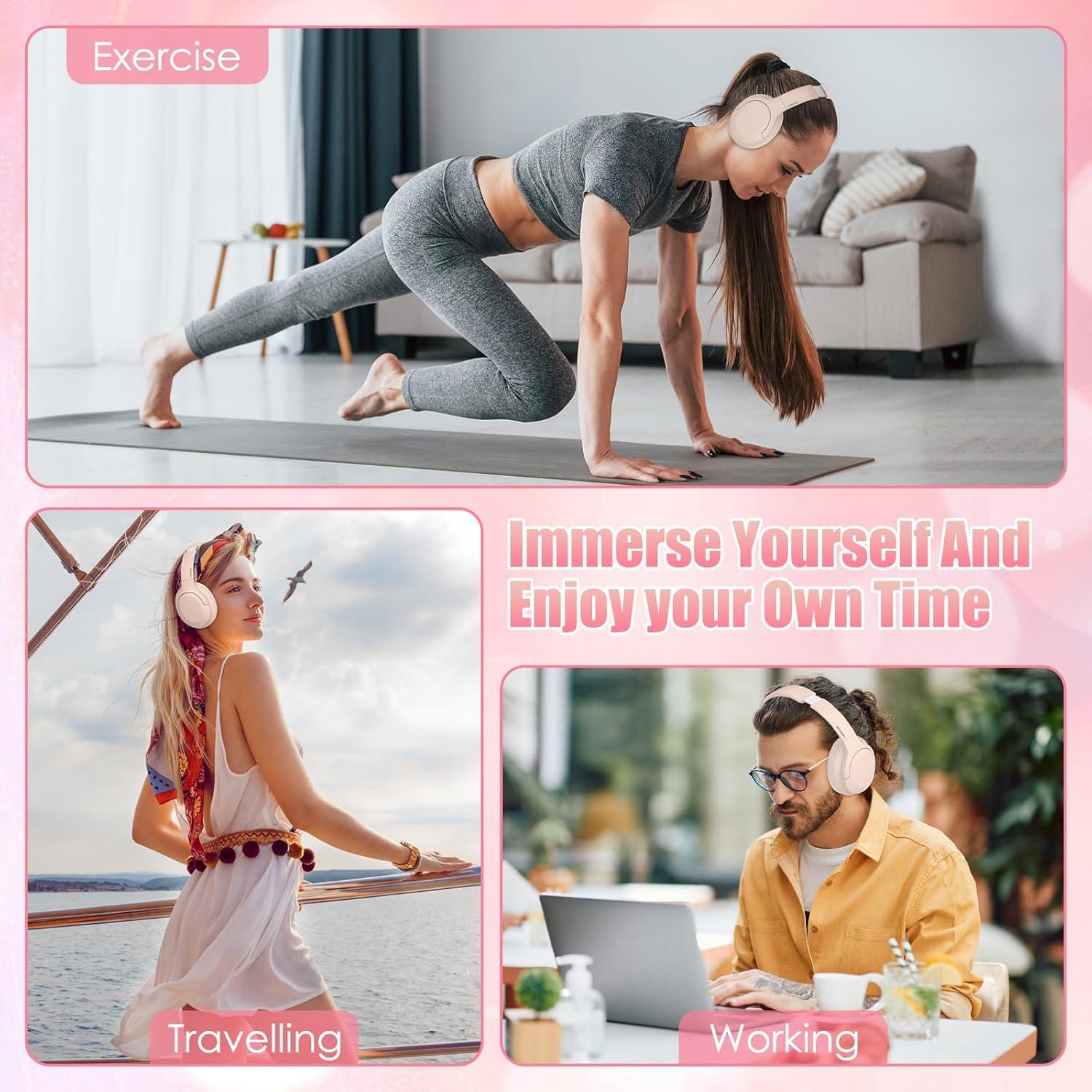 Auriculares Inalámbricos TANKASE DJ16 Rosa con ANC 100H