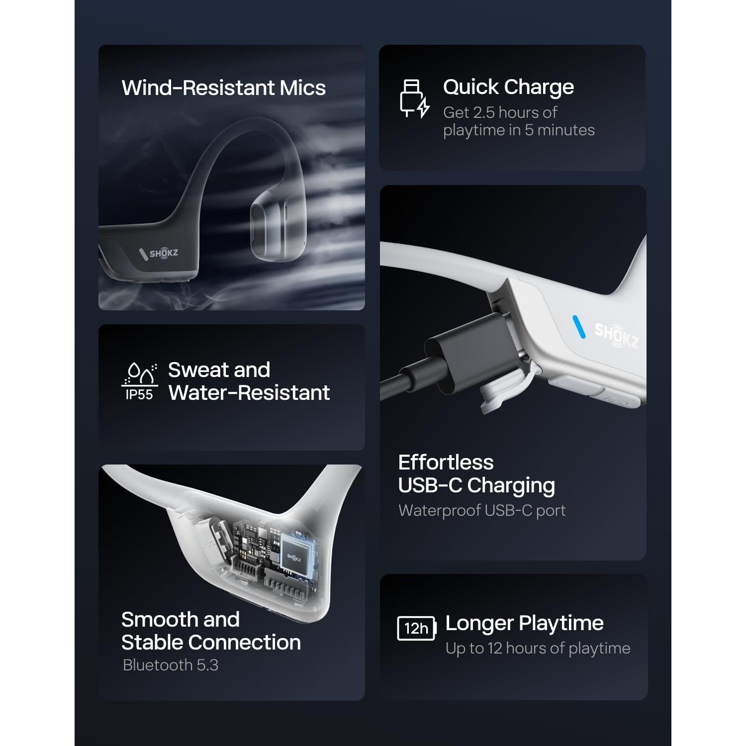 Auriculares Deportivos Inalámbricos SHOKZ OpenRun Pro 2 Mini Plata - Conducción Ósea, Resistente al Sudor, 12h Batería