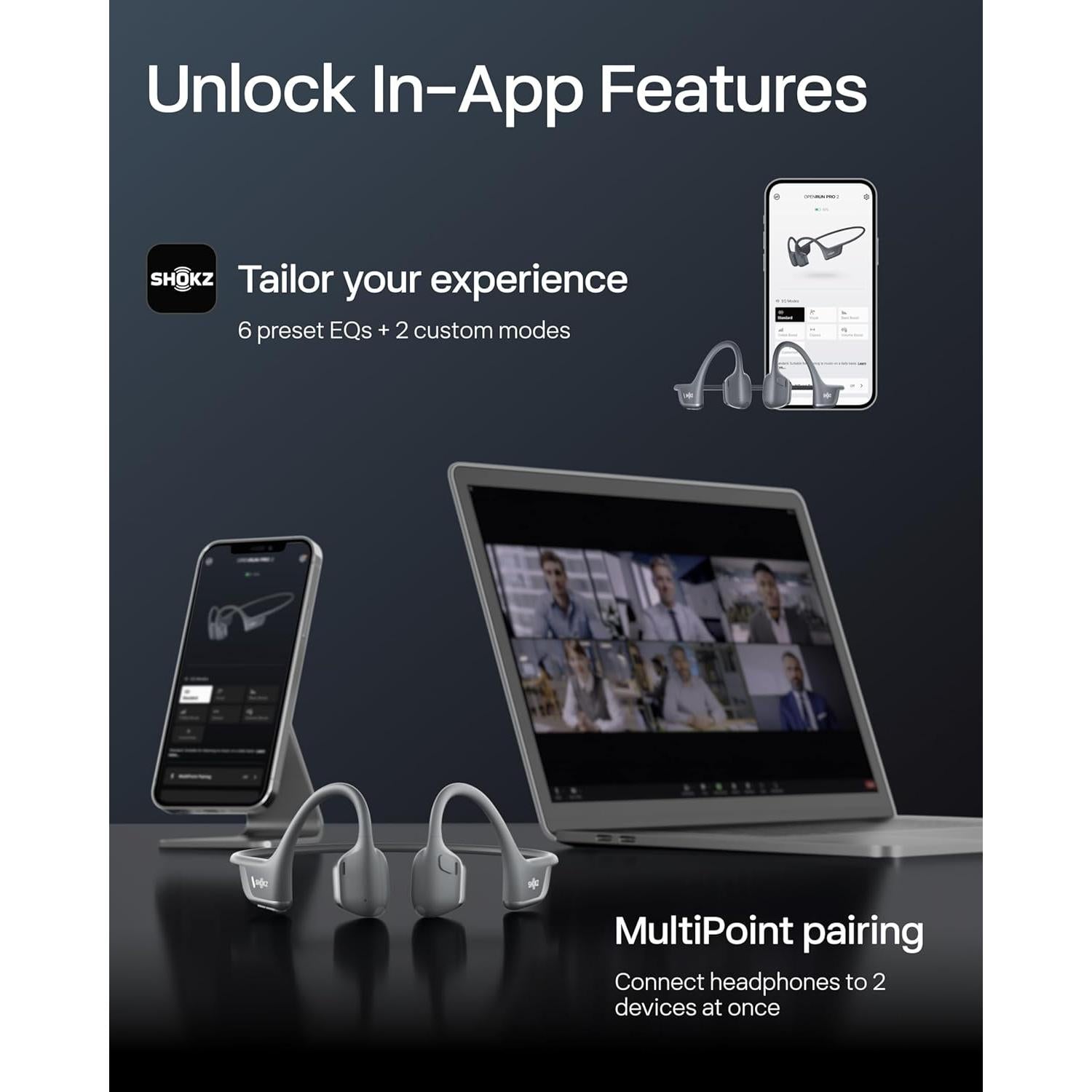 Auriculares Deportivos Inalámbricos SHOKZ OpenRun Pro 2 Mini Plata - Conducción Ósea, Resistente al Sudor, 12h Batería