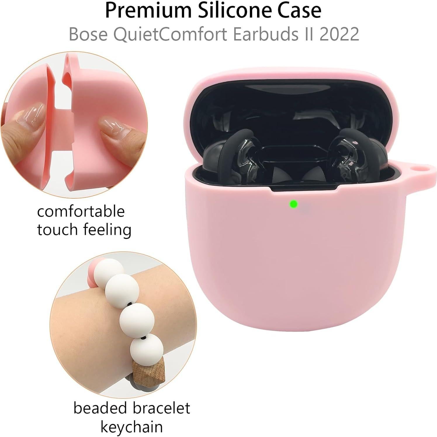 Funda de Silicona Rosa para Bose QuietComfort Earbuds II 2022