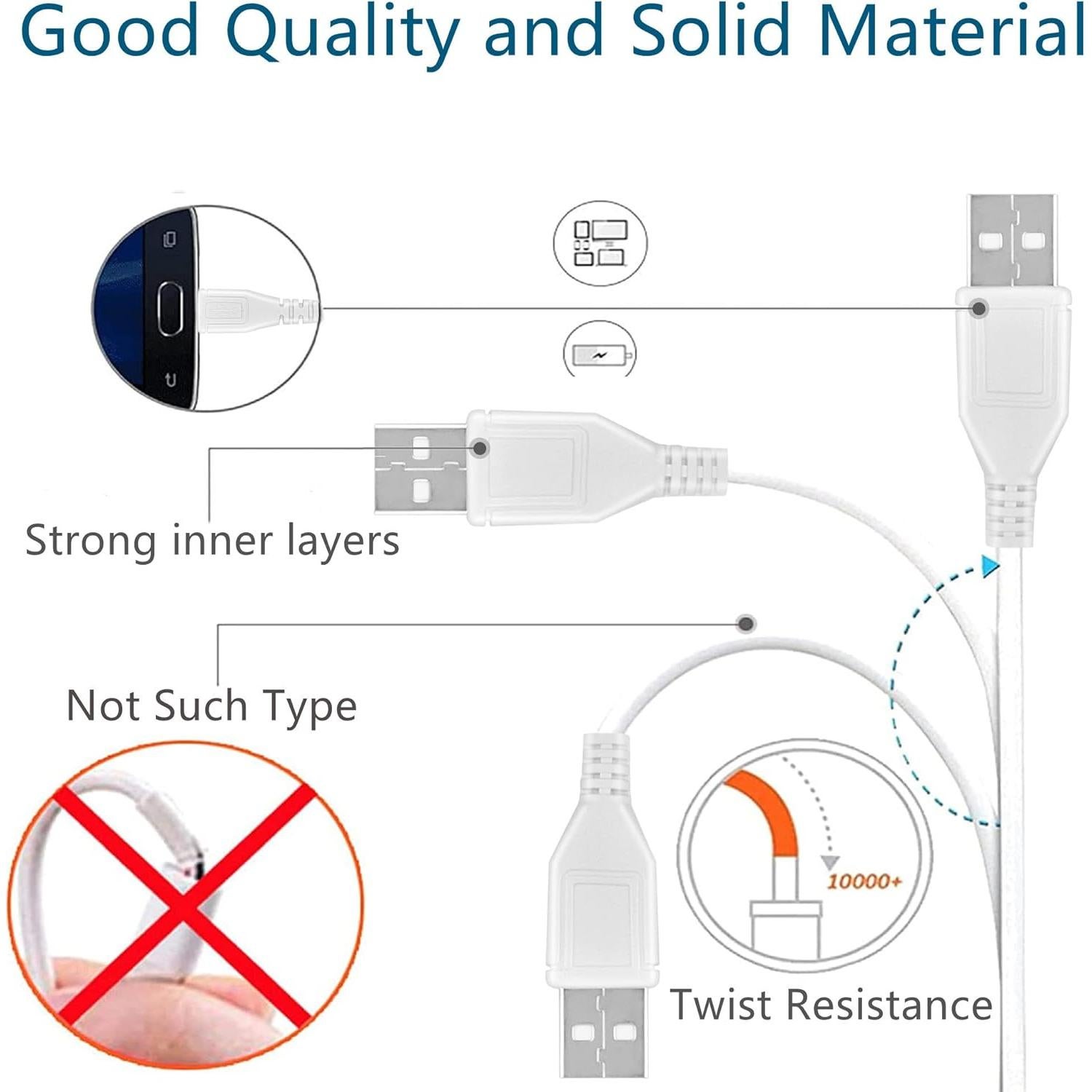 Cable de carga Micro USB 1.52 m blanco HISPD para auriculares Jaybird X3