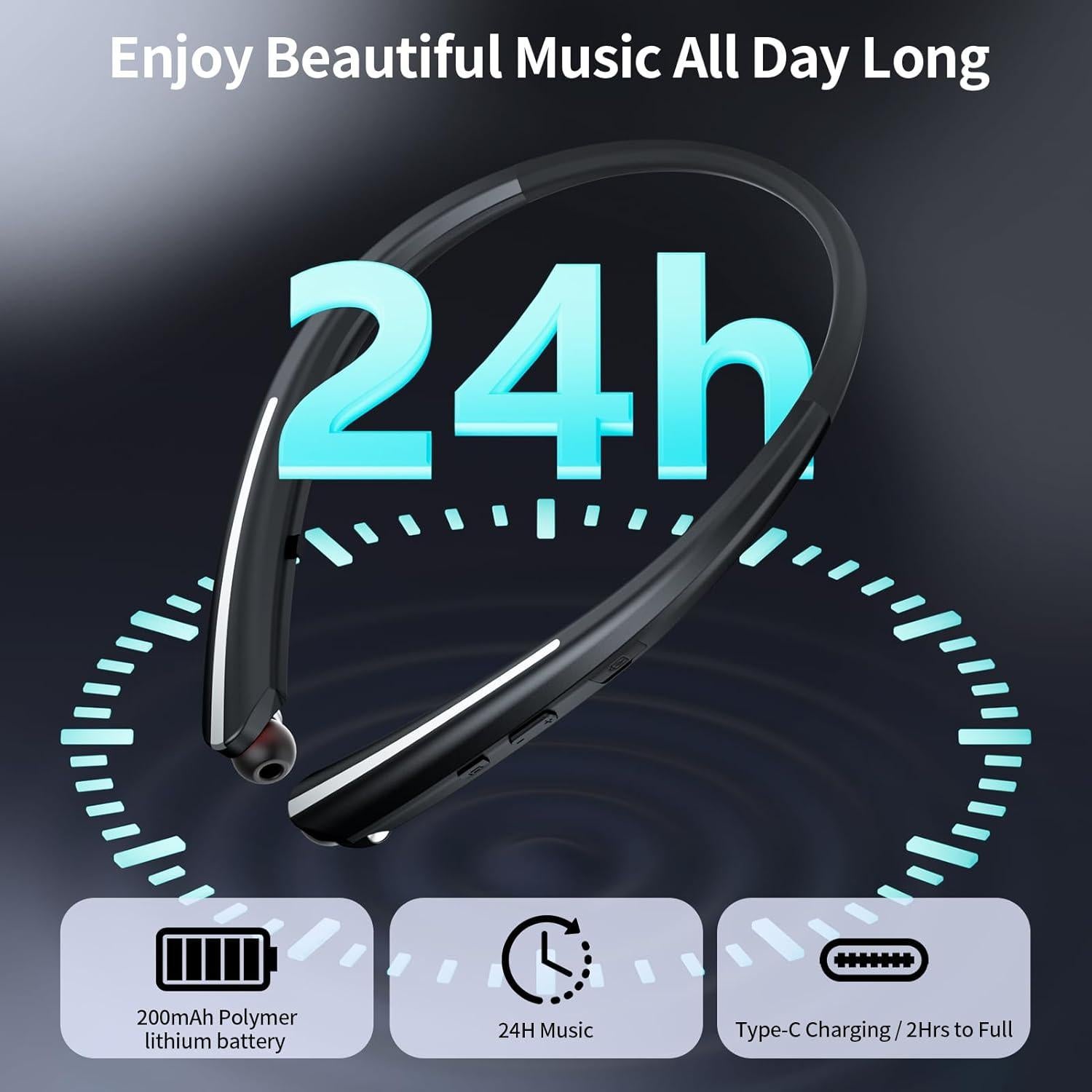 Auriculares Bluetooth ZHAOGE ZG-M109 Retráctiles IPX5 Negro