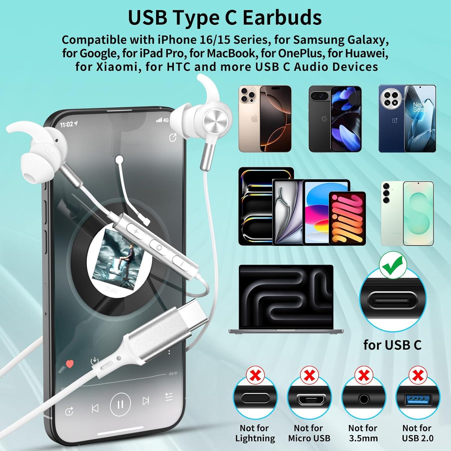 Auriculares con cable COOYA USB C 13mm HiFi Estéreo para Juegos