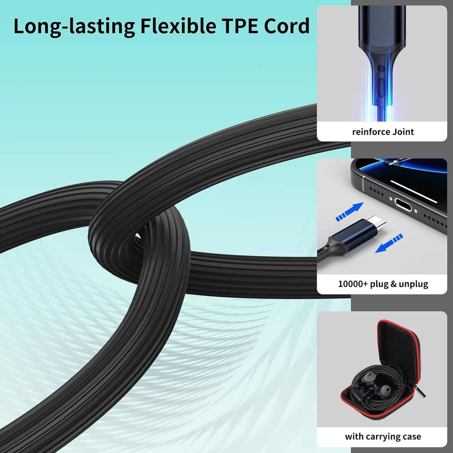 Auriculares con cable COOYA USB C 13mm HiFi Estéreo In-Ear