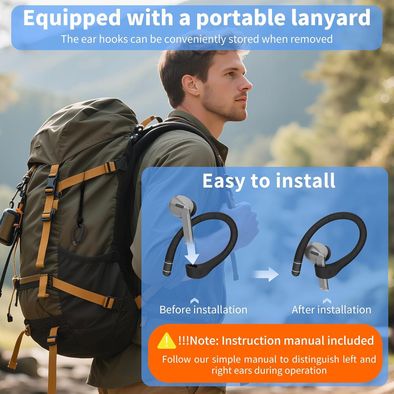 Ganchos Antideslizantes QINZAC para Galaxy Buds 3 Pro y 3, Negro