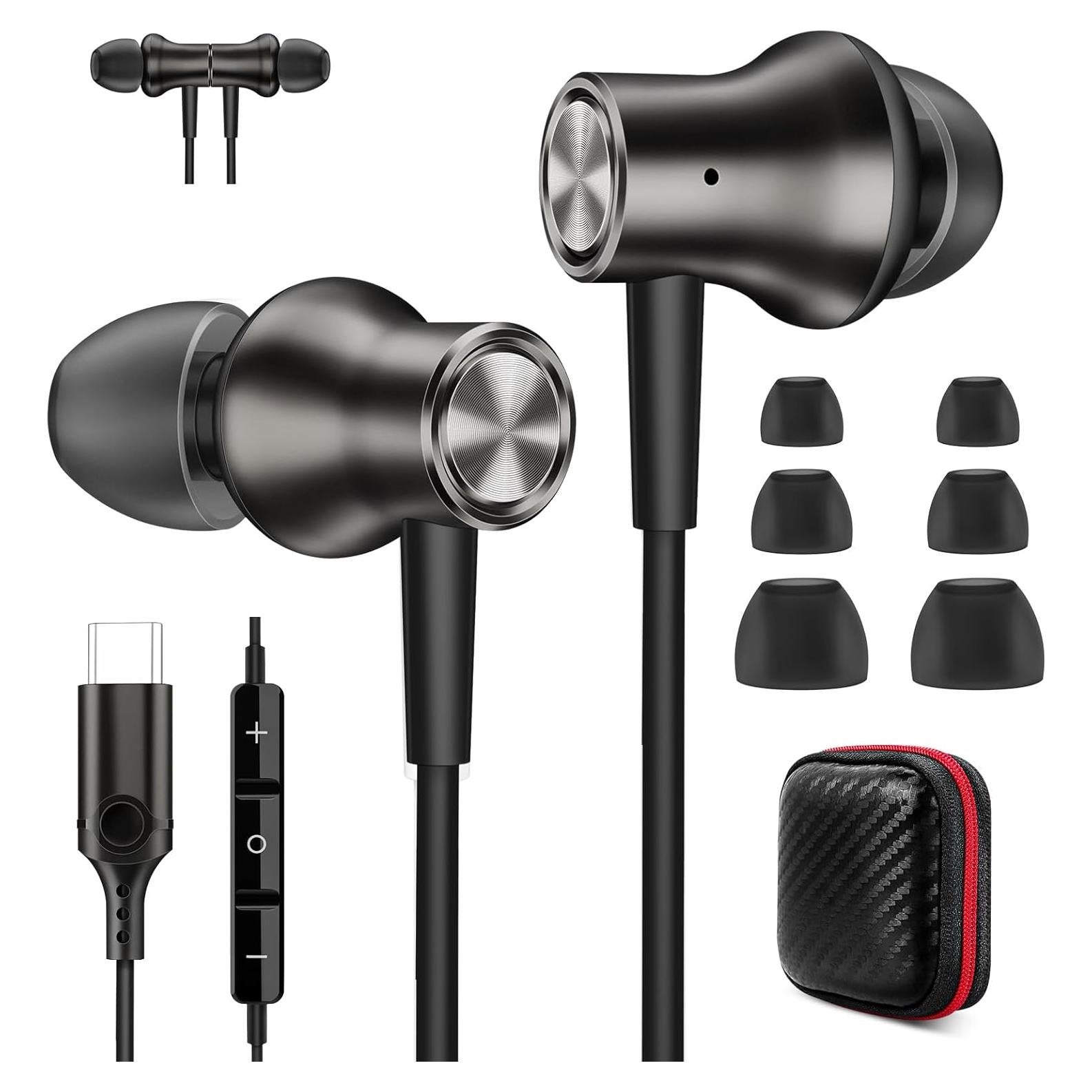 Auriculares con cable Jiunai USB C para iPhone y Samsung