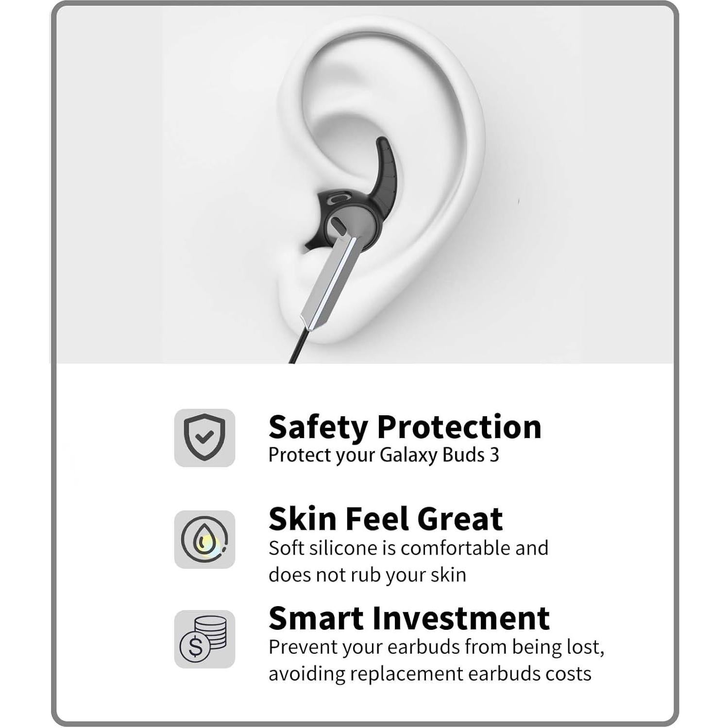 Correa Antipérdida de Silicona para Galaxy Buds 3 - Negro