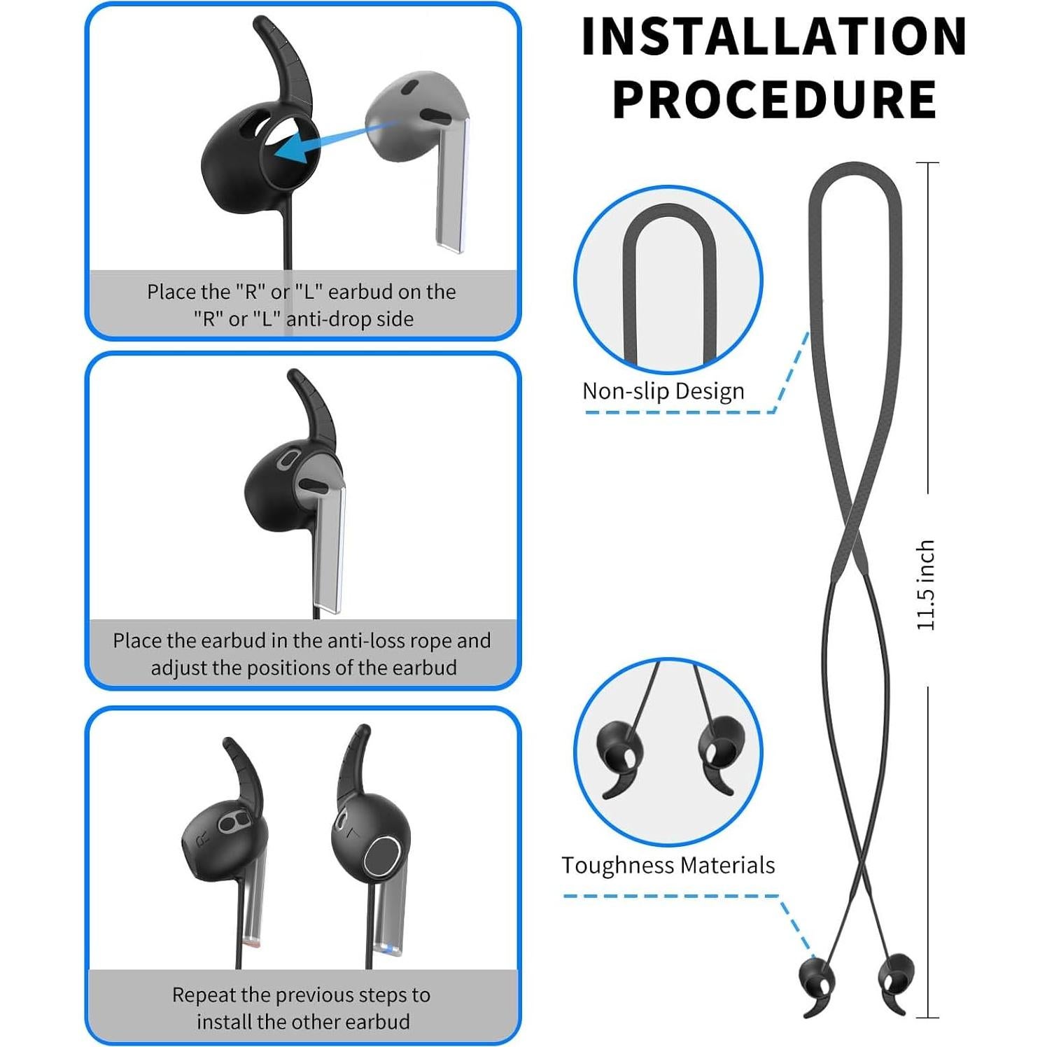 Correa Antipérdida de Silicona para Galaxy Buds 3 - Negro