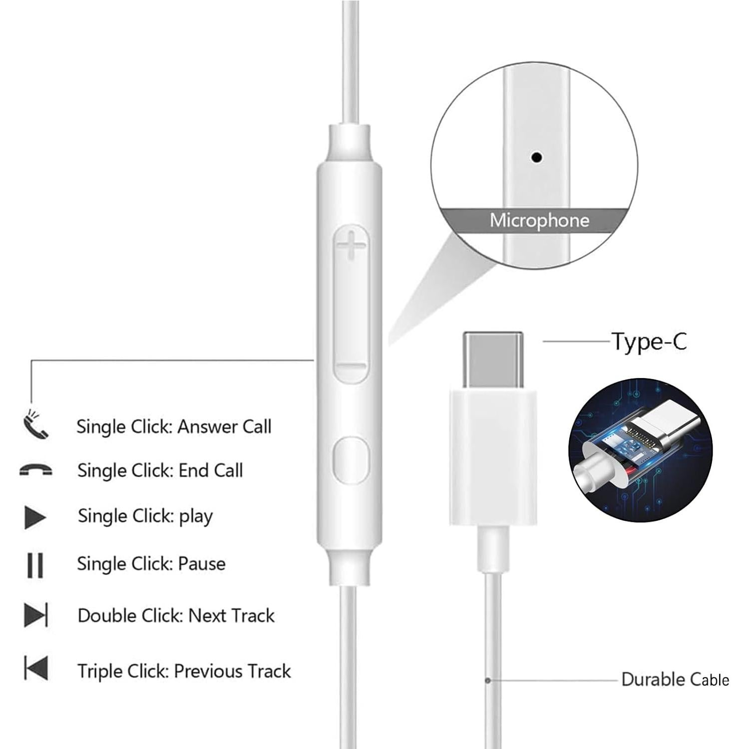 Auriculares USB C OURWORTL con Micrófono - 2 Unidades