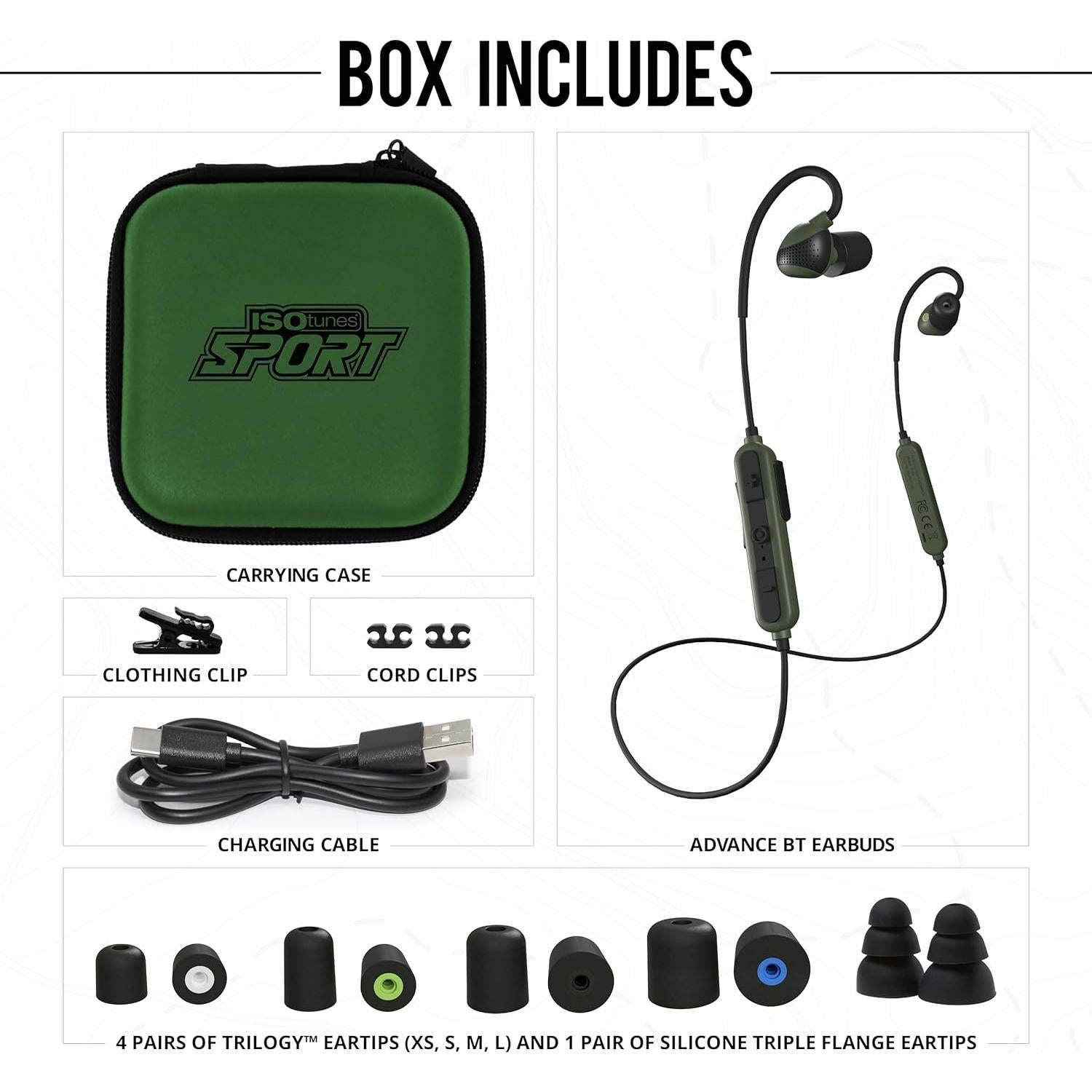 Auriculares ISOtunes Sport ADVANCE BT Verde OD - Protección Auditiva