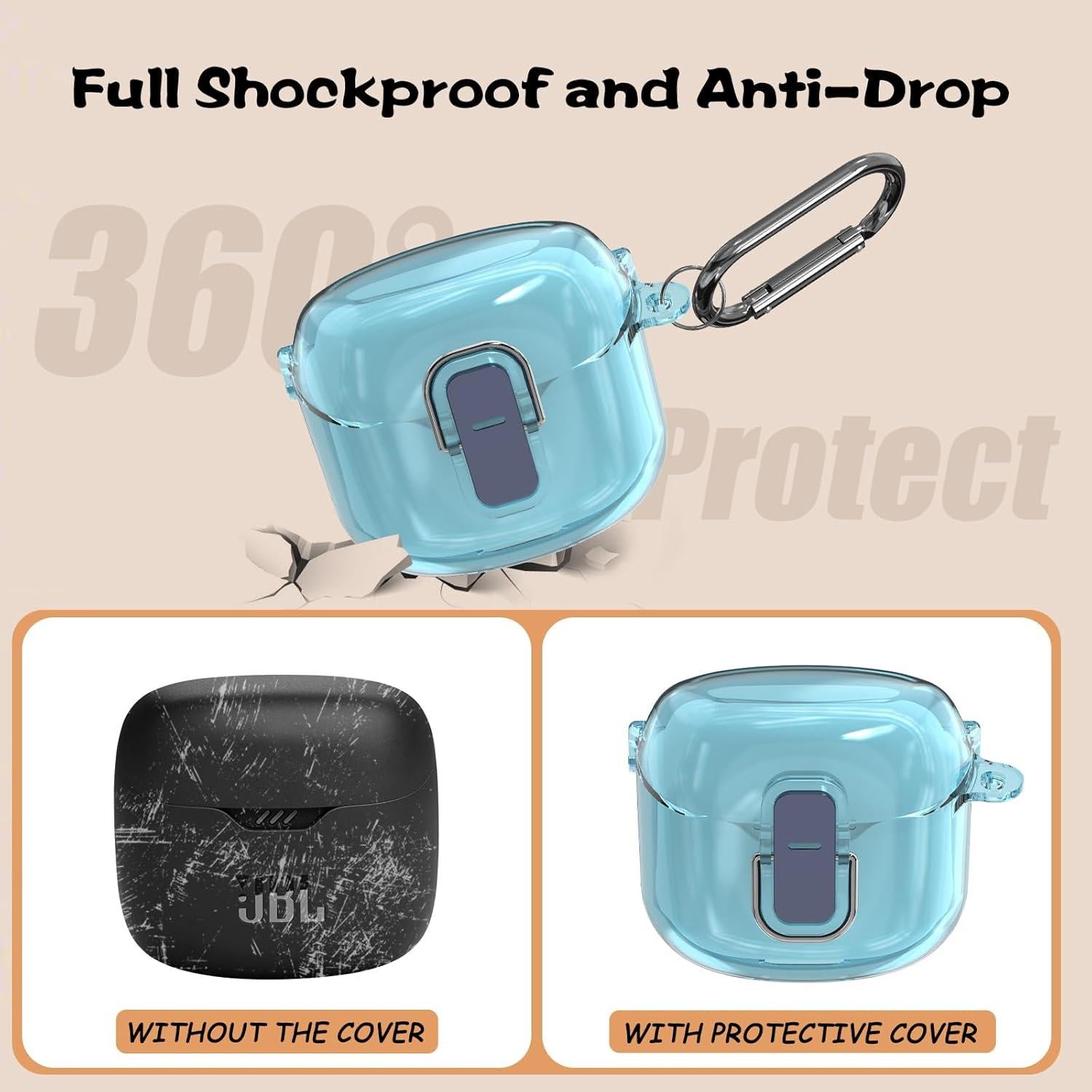 Funda Dura PC Azul Claro para JBL Tune Flex con Bloqueo