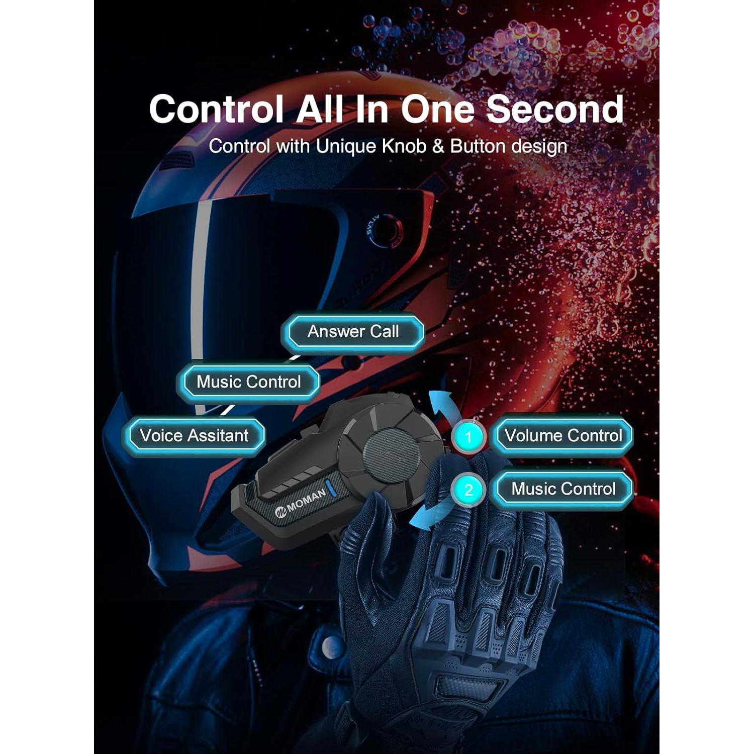 Intercomunicador Inalámbrico Moman H2 Pro 5.1 Carbono 1 Pack